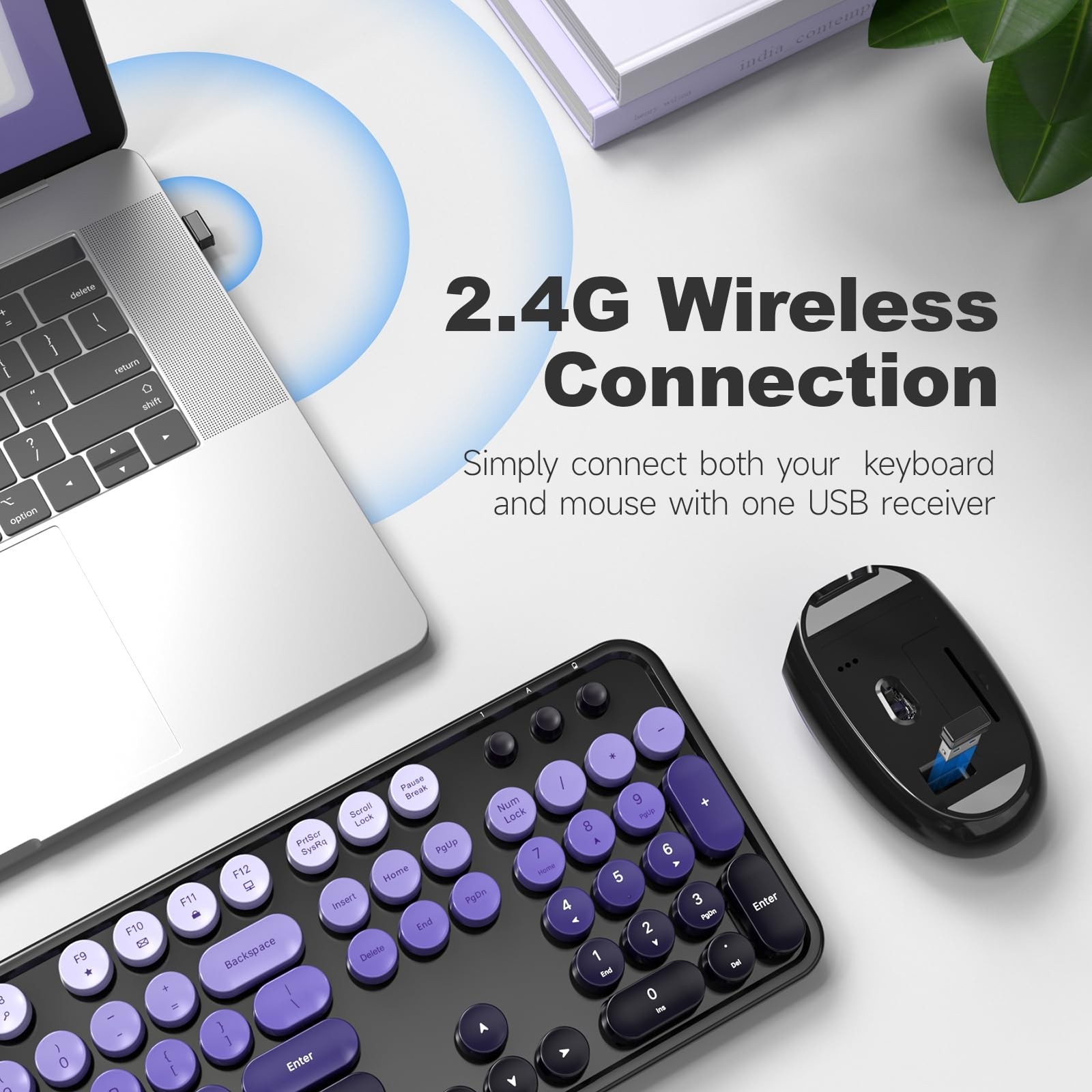 MOFII Wireless Computer Keyboard and Mouse Combo, Typewriter Full Size Keyboa...