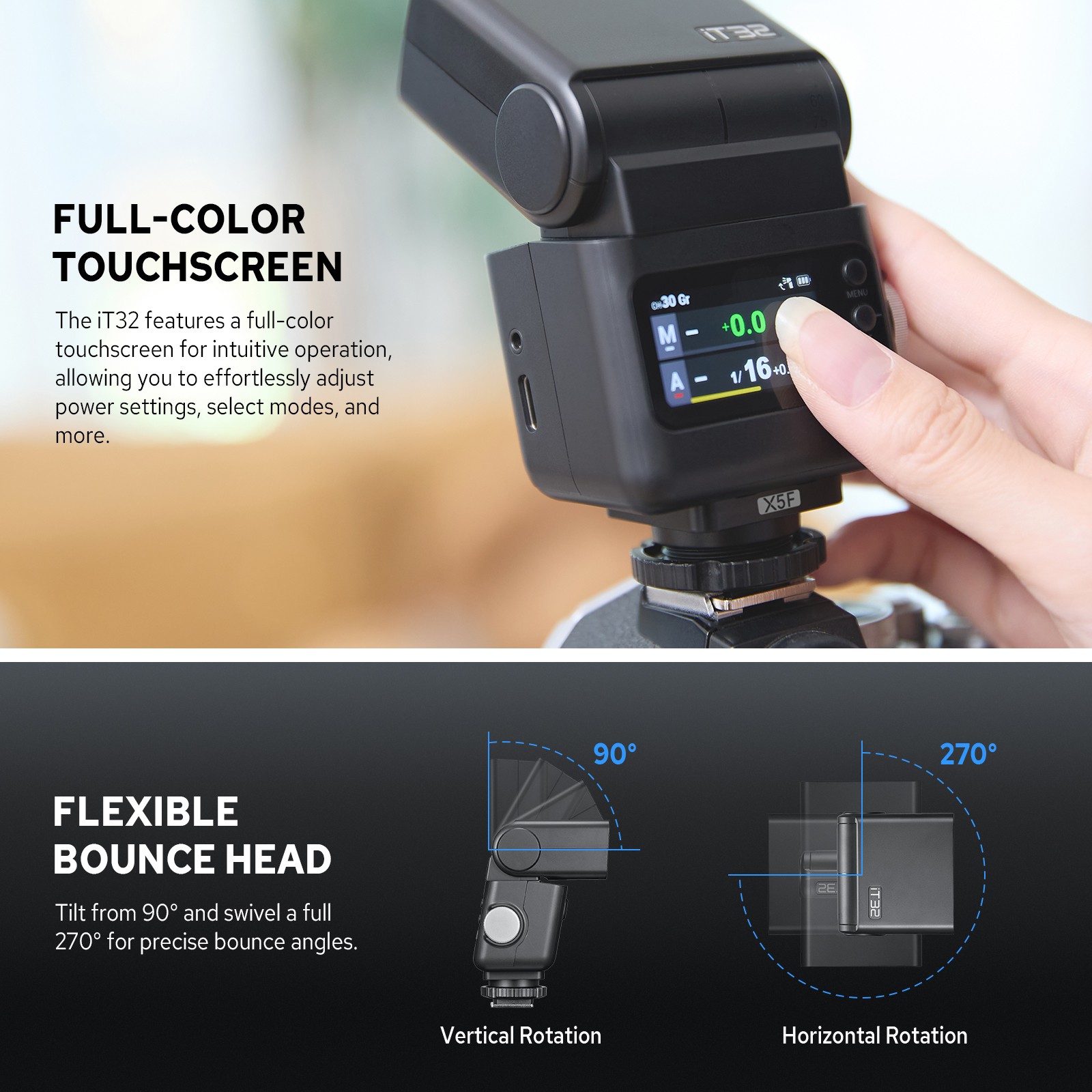 GODOX IT32 TTL Camera Flash with X5F 2.4G Wireless Flash Trigger for Fuji Camera