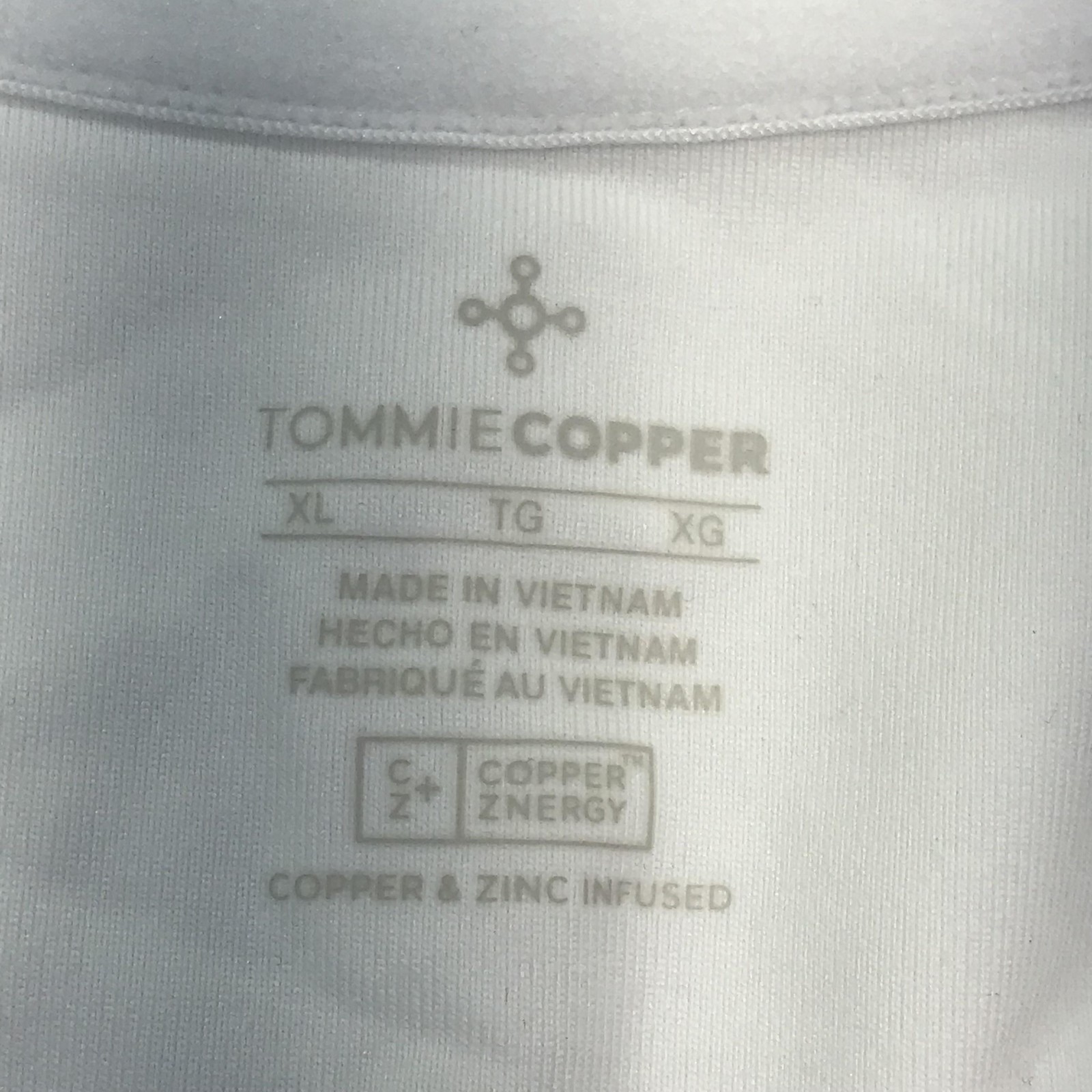 Tommie Copper Womens XL Back Support Compression Shirt White Zip Top Tee