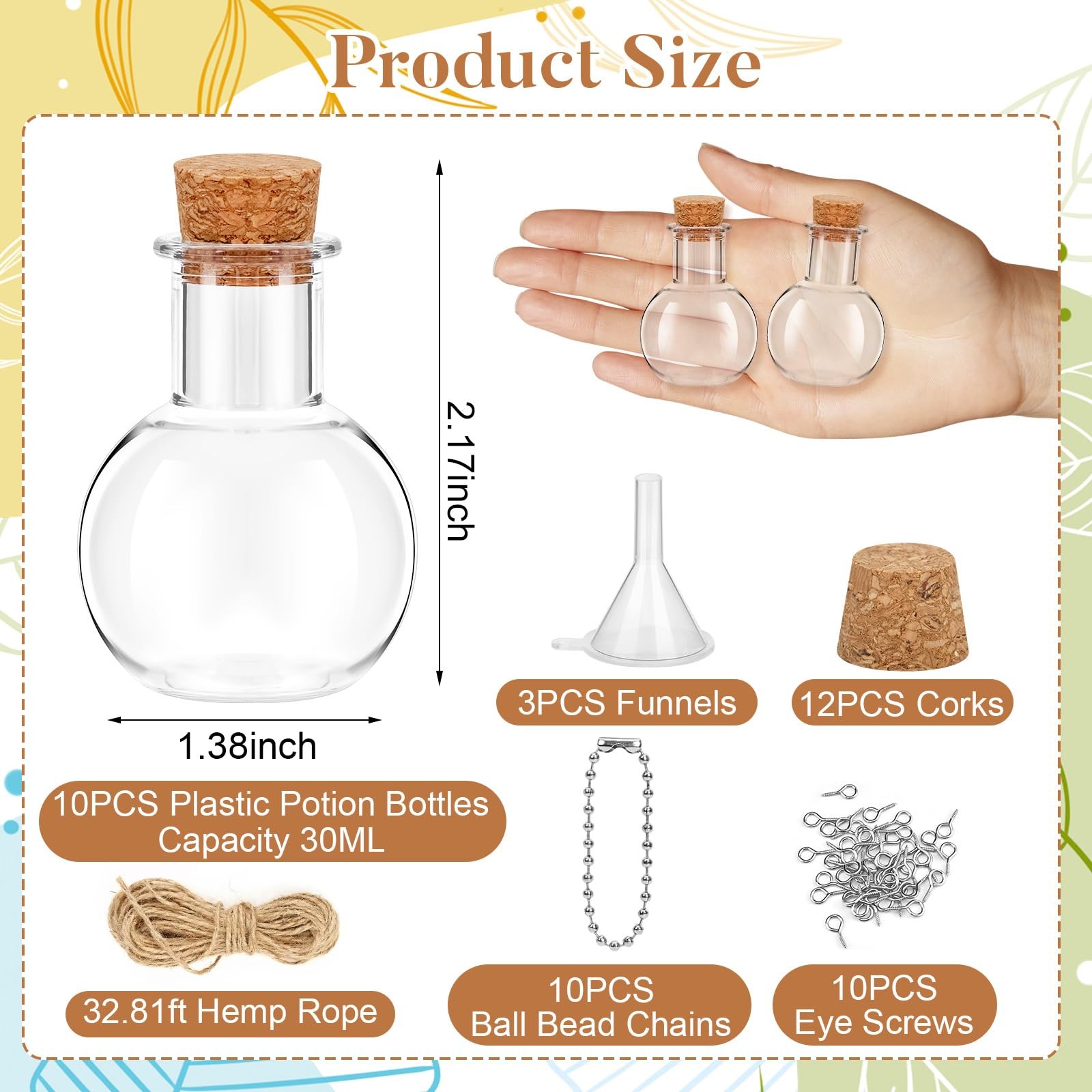 10 Packs Mini Plastic Bottles with Corks Clear Small Plastic Bottles for Birt...