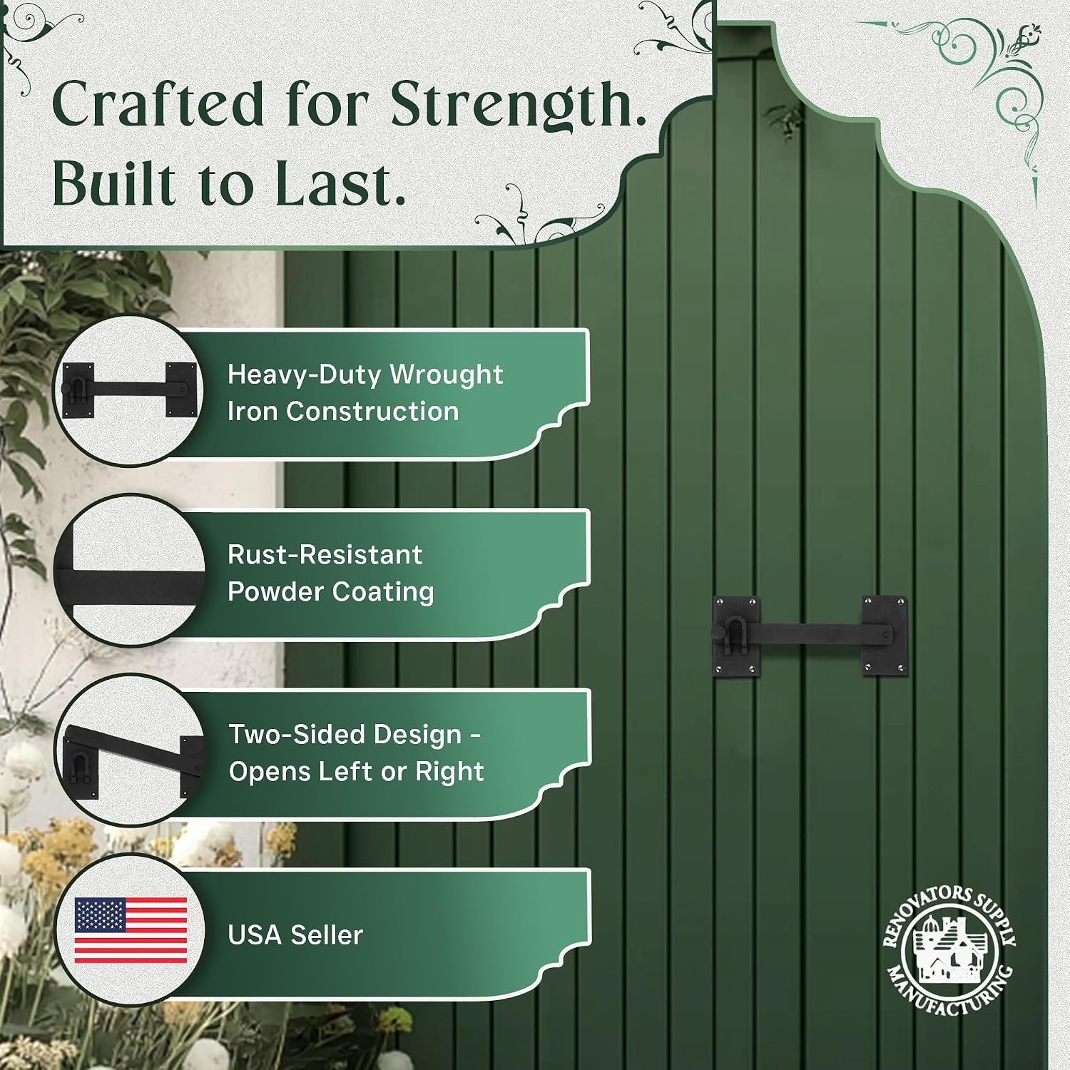 Traditional 12" Wrought Iron Gate Lock - Easy Installation