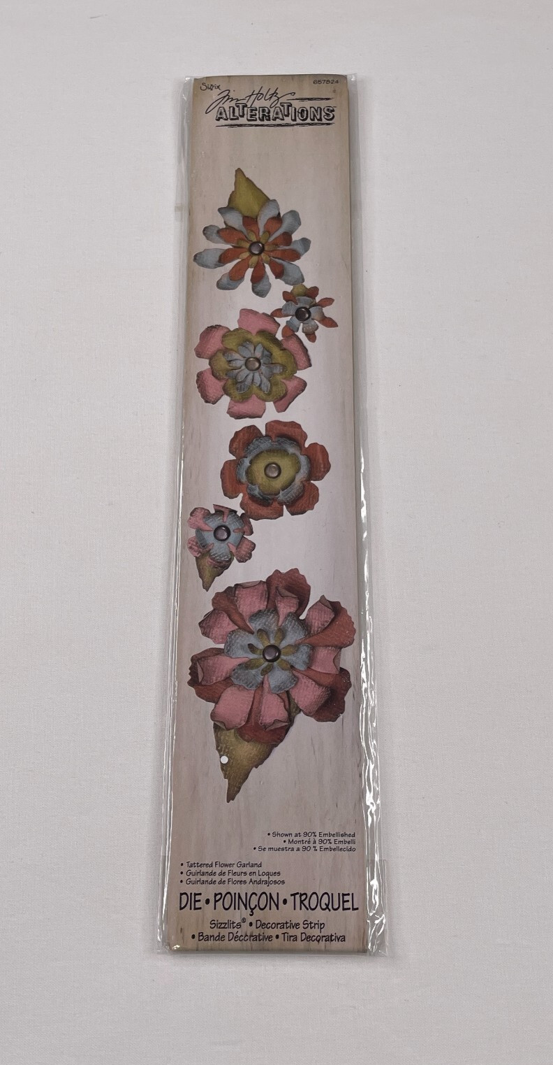 Tim Holtz Alterations Tattered Flower Garland Sizzlits Cutting Die 657824 New