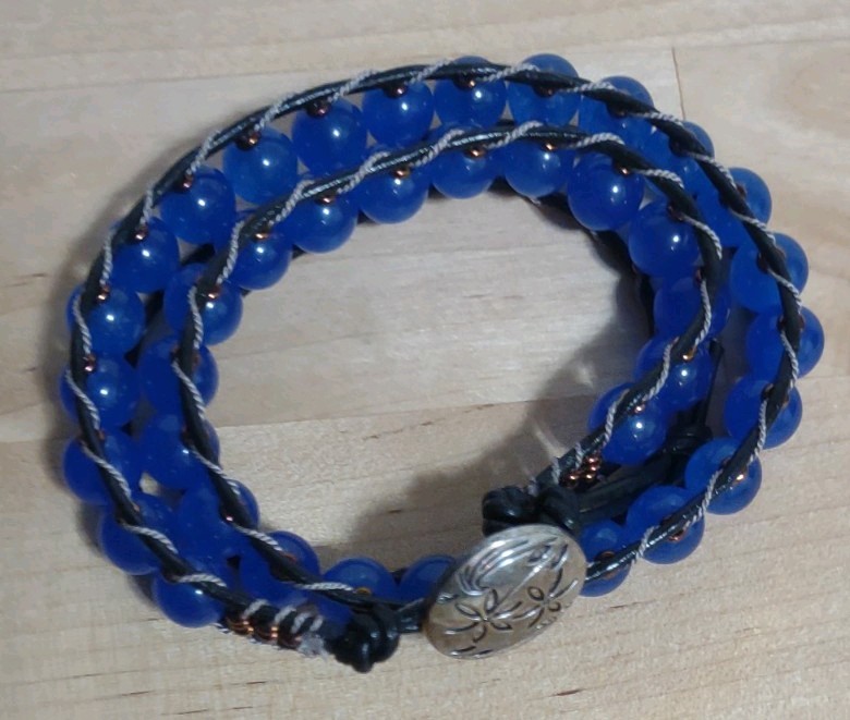 Ocean's Embrace Double Wrap Beaded Leather Bracelet