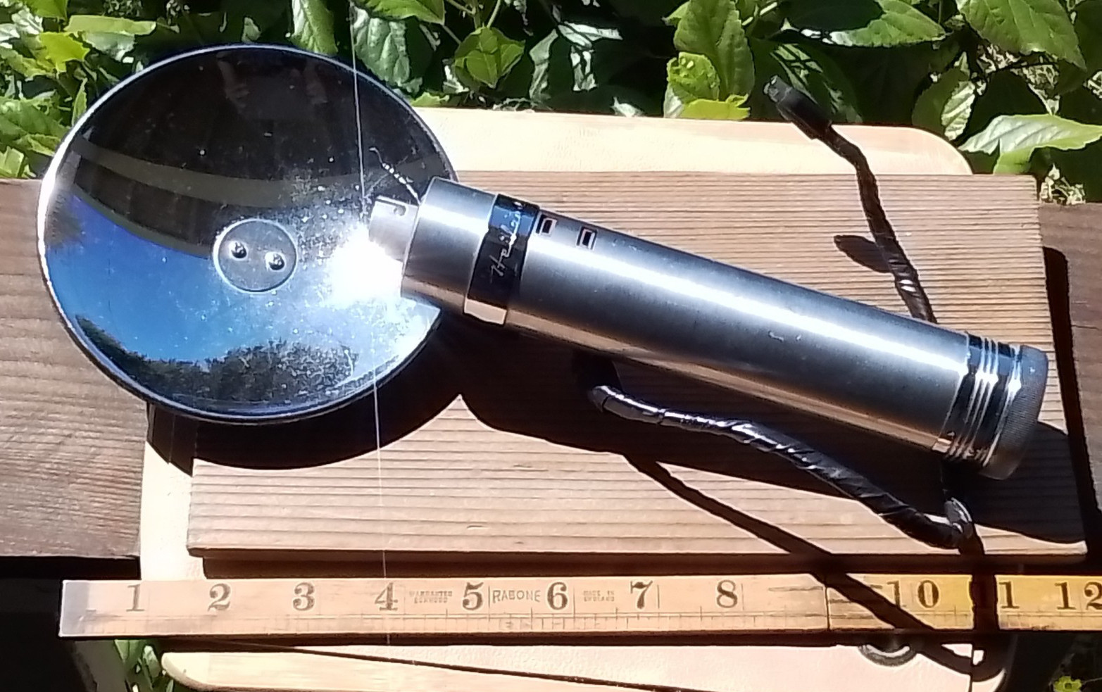 Vintage HEILAND 12" FLASH BULB HAND SET Clean Inside☆ Chrome + Krinkle Finish