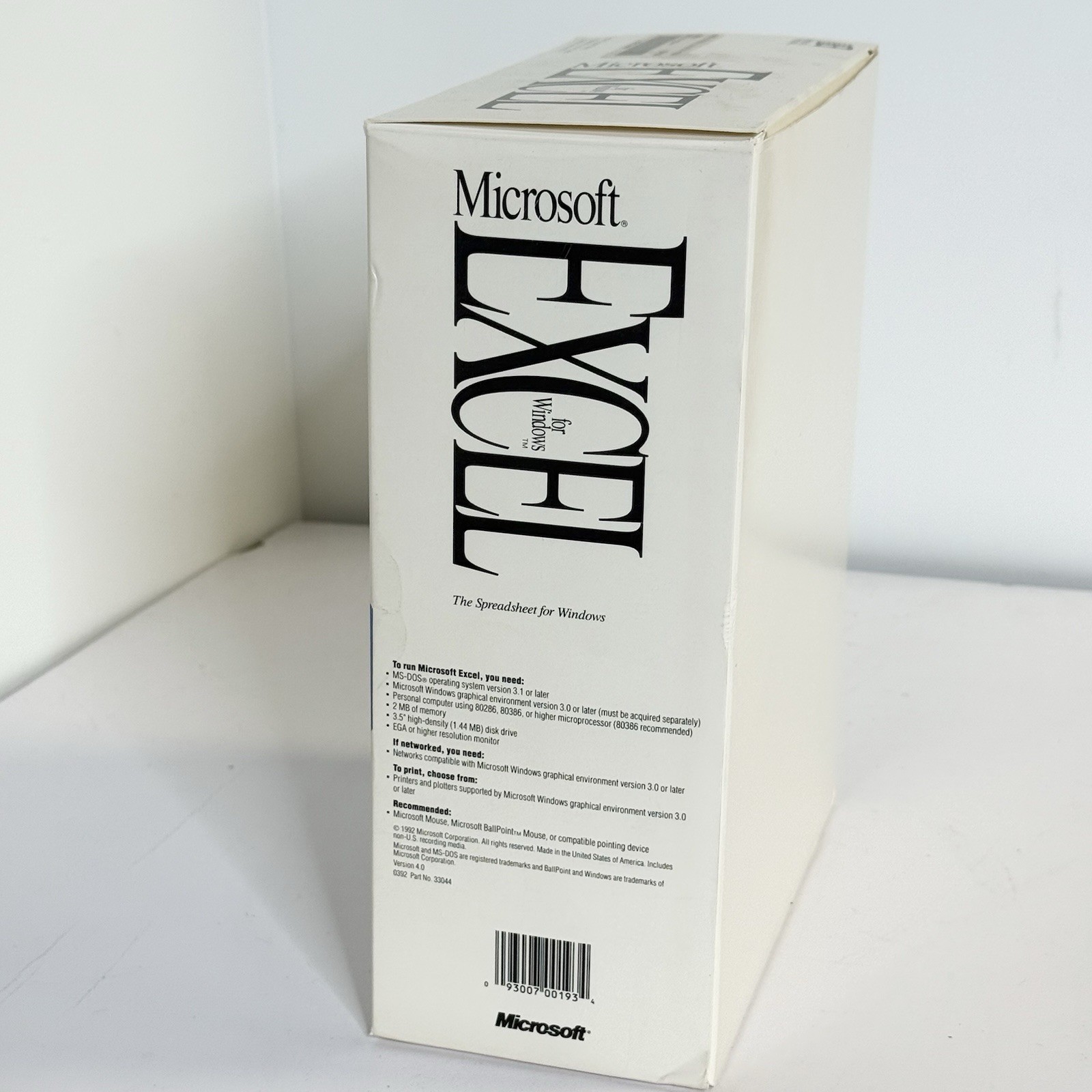 Microsoft Excel for Windows 4.0 Upgrade Version 3.0 Vintage Software READ ALL