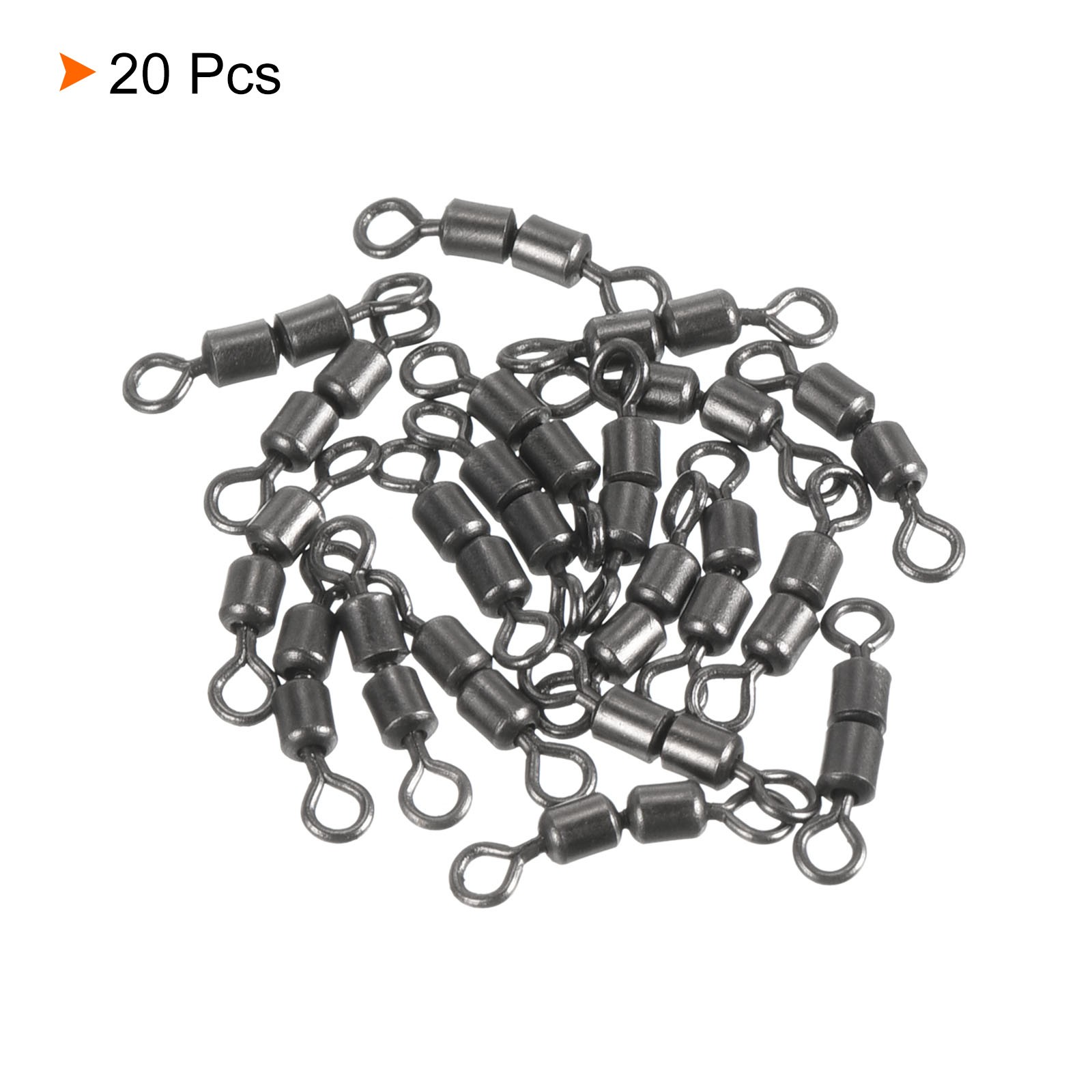 High Speed 2 Roller Swivel, 20Pcs 26lb Copper Barrel Bead Chain Rolling, Black