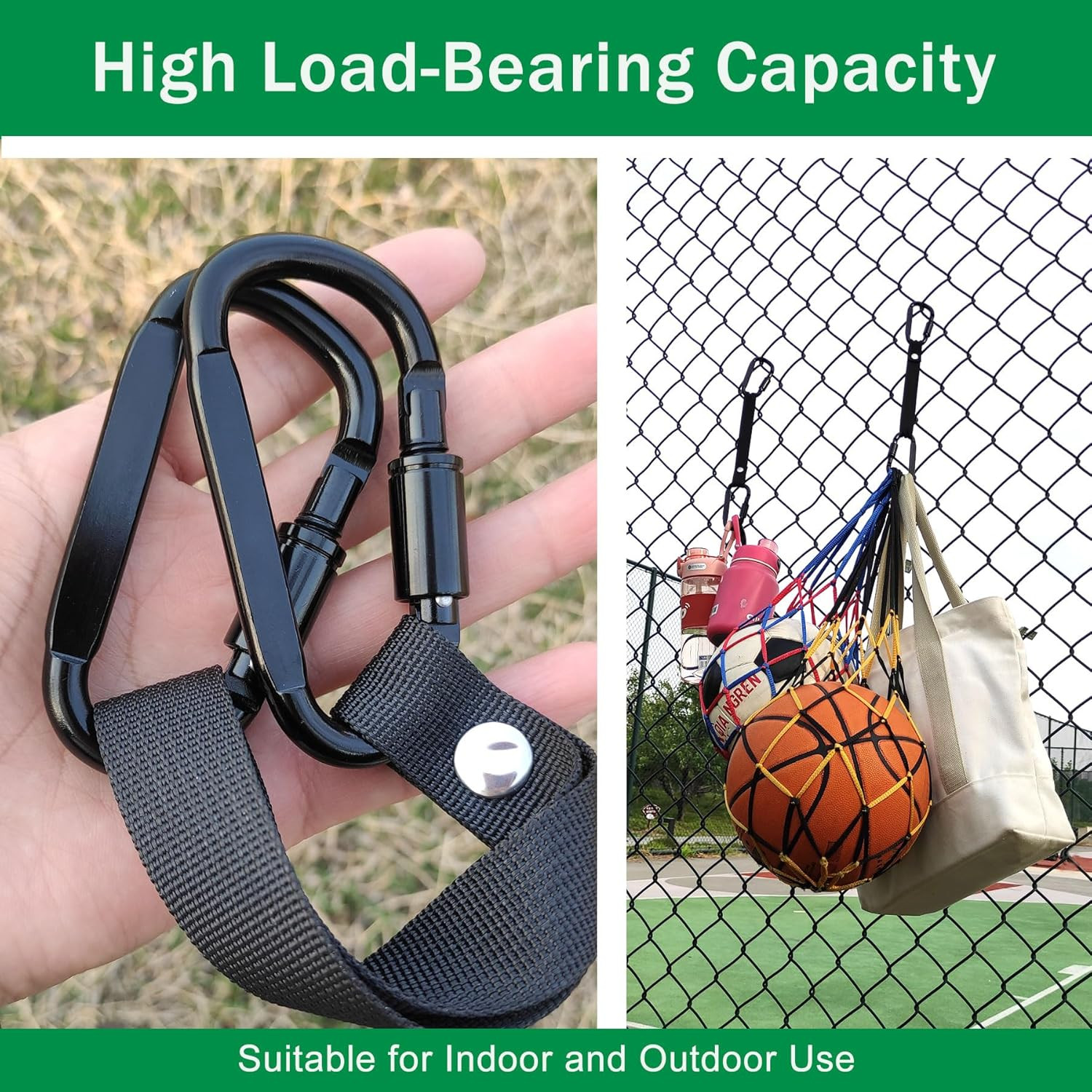 Multifunctional Carabiner Hooks for Baseball, Softball, and Camping (2 Pack)