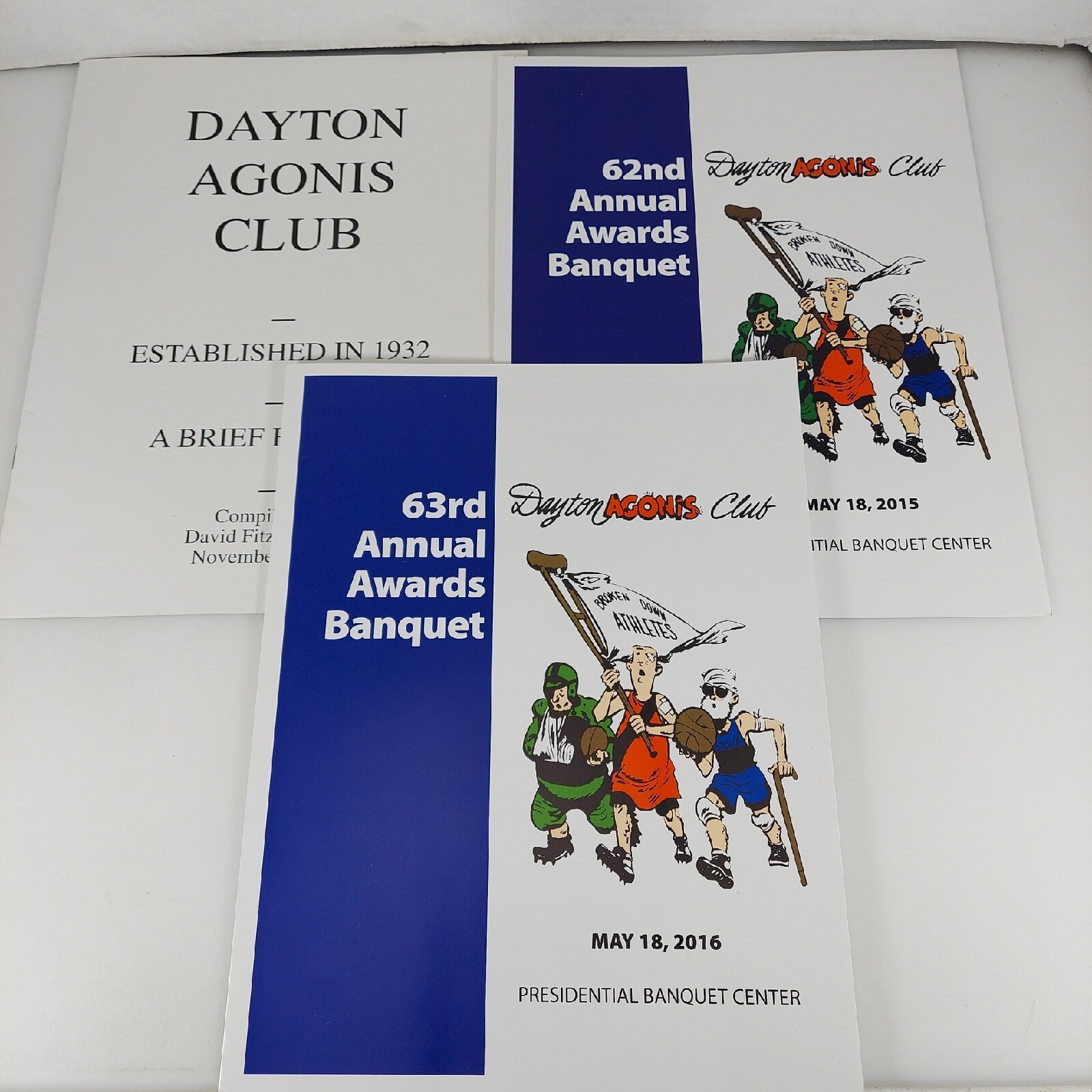 Dayton Agonis Club Annual Awards Program Lot Of 3, 62 & 63 2015-16, History 2005