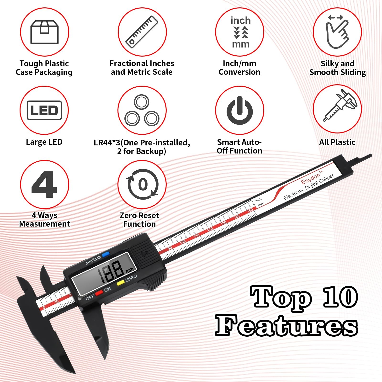 Digital Caliper, Upgraded Calipers 6 inch, Measuring Tool, Electronic Ruler, ...