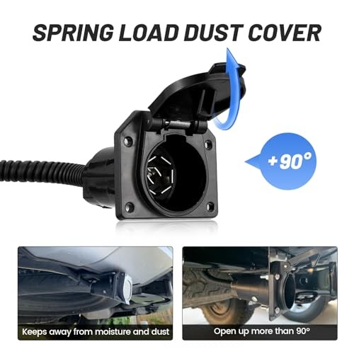 MECMO 7 Way RV Trailer Light Connector Socket 7 Pin Wire Electrical Trailer