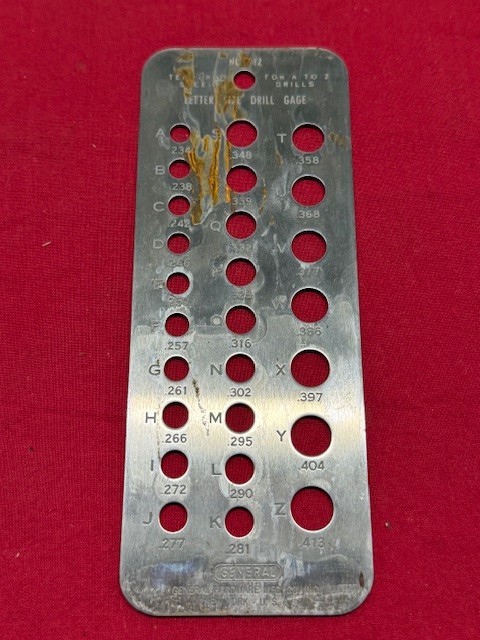 General Tools No. 12 A to Z Letter Drill Gauge - RUSTY - Vintage!