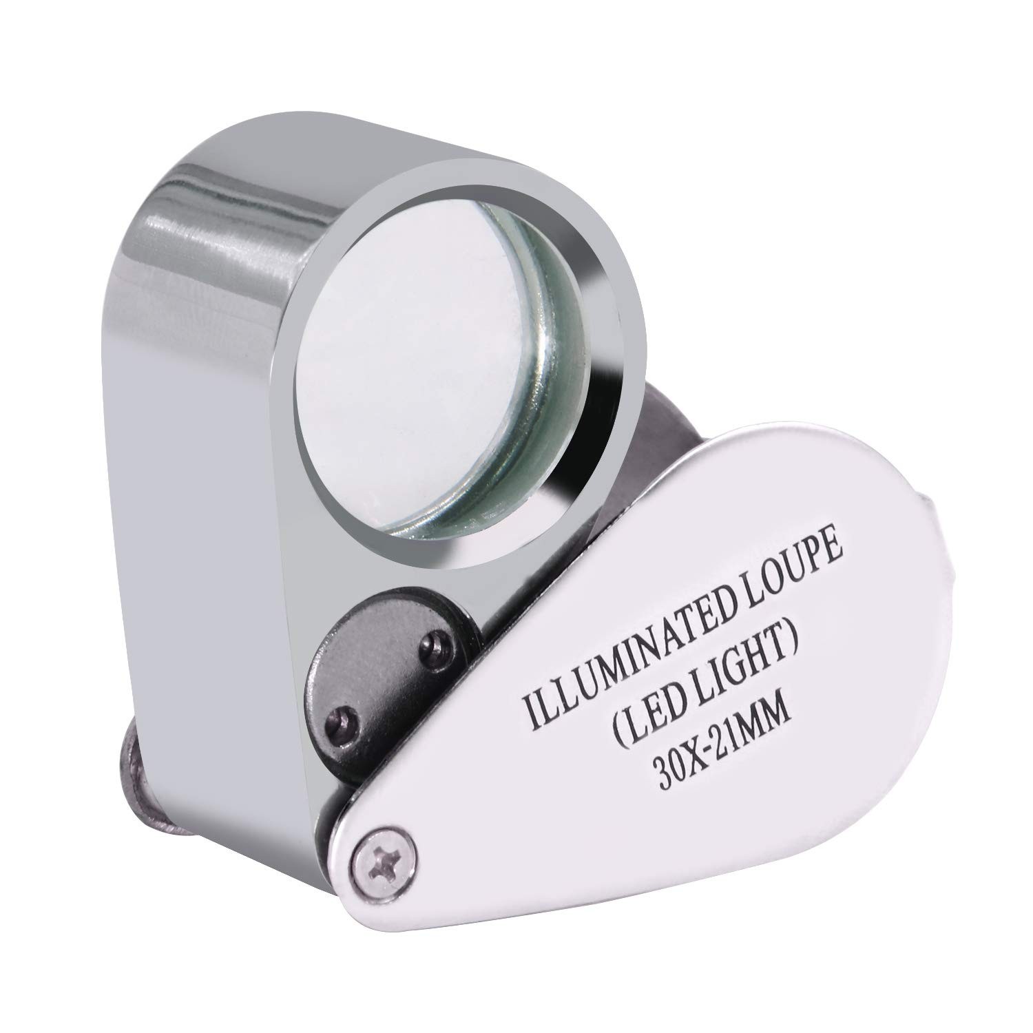 Jewelers Loupe 30x,with 2 LED Light,Loupe Magnifier Metal Construction and Op...