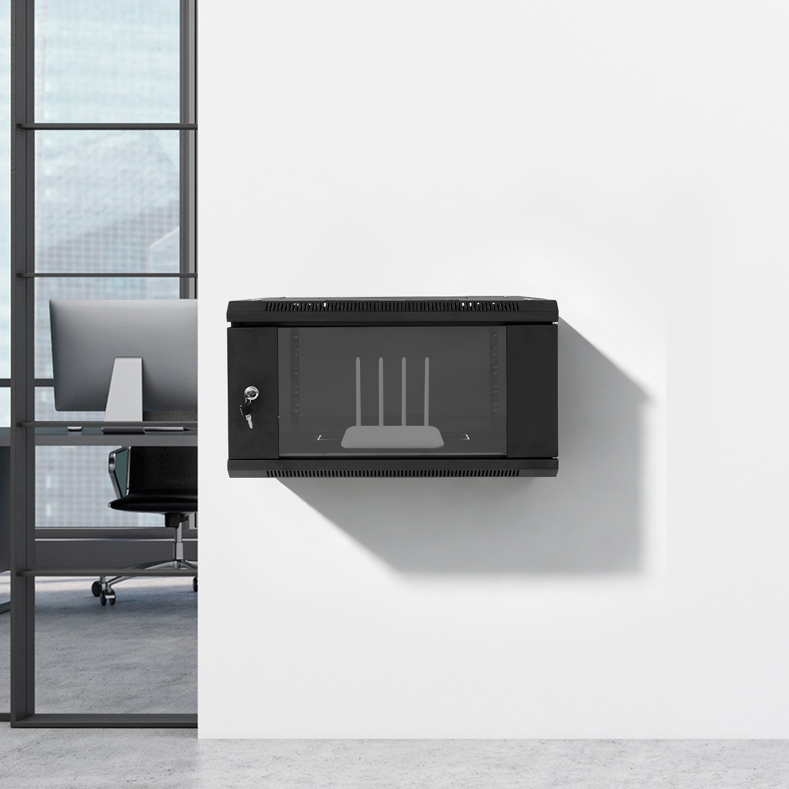 6U Wall Mount Network Server Cabinet Server Rack Cabinet Enclosure for IT Equip