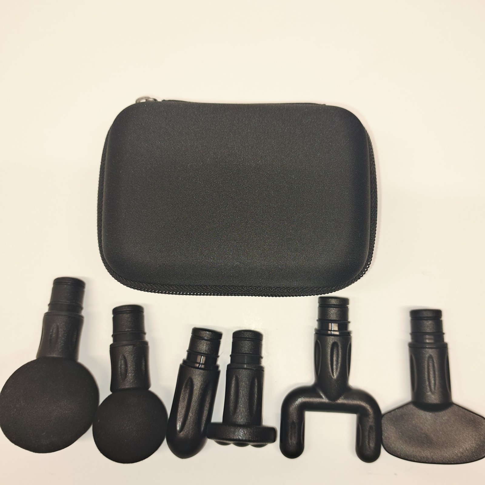 Sharper Image Massage Gun Attachments 6pc Set w/ Case Black Replacement Heads VG