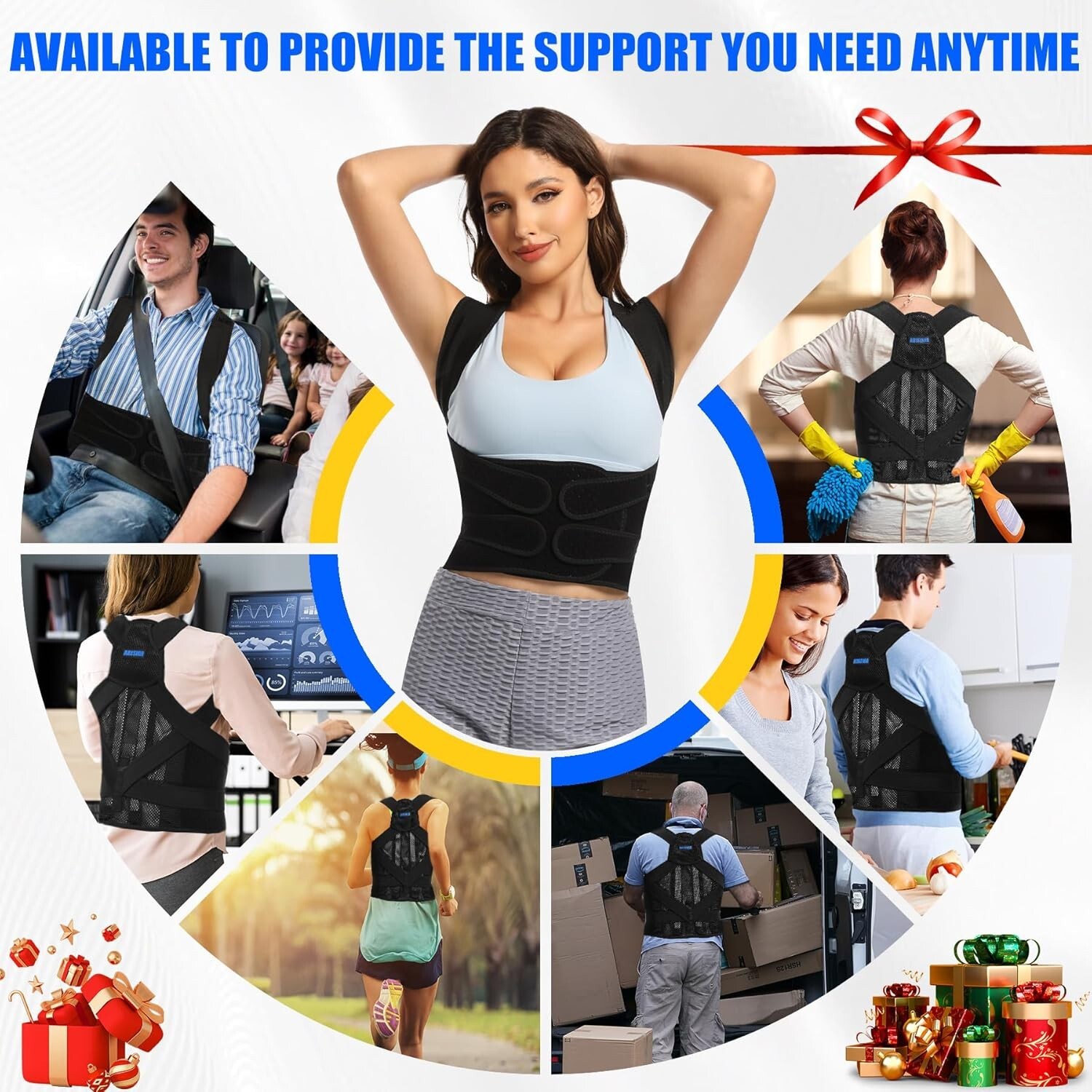 Adjustable Posture Corrector Low Back Support Shoulder Brace Belt for Men Women