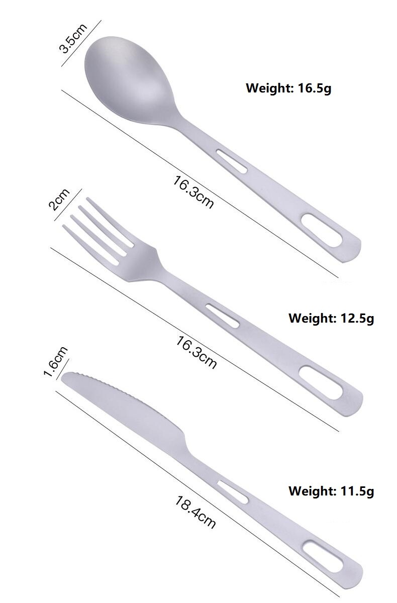 3PCS Tc4 Flatware Fork Spoon Set Lightweight Camping Utility Cutlery
