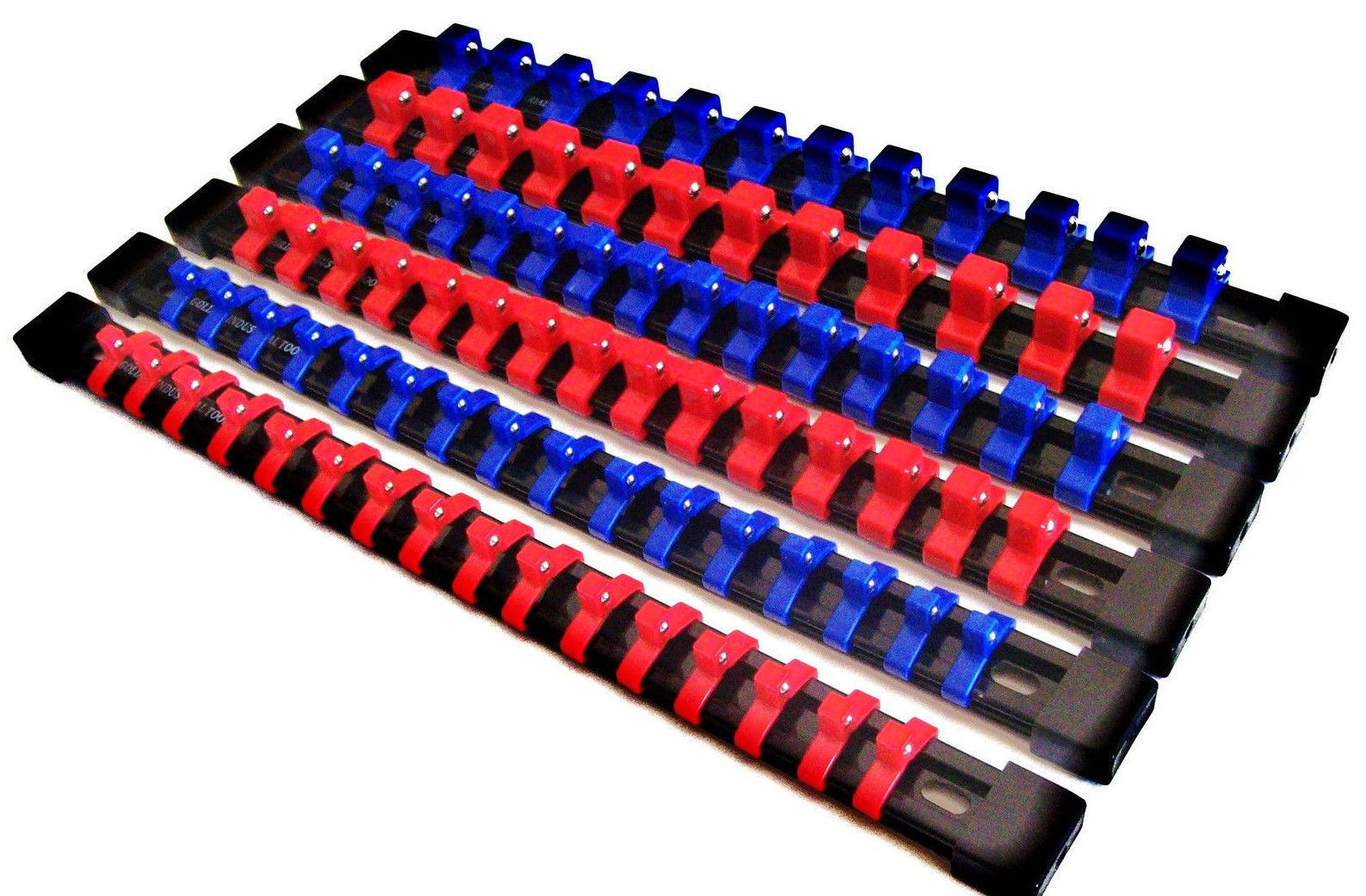 6 GOLIATH INDUSTRIAL ABS MOUNTABLE SOCKET RAIL RACK HOLDER ORGANIZER 1/4 3/8 1/2