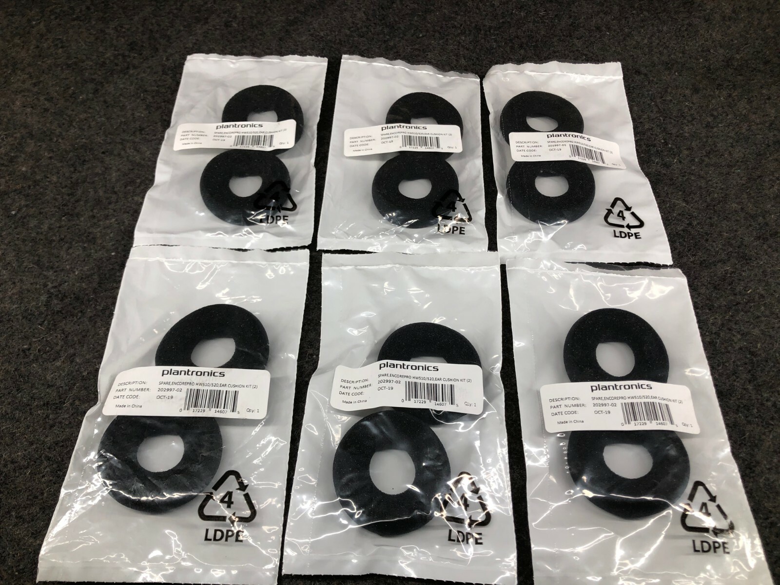 6 Set of 2 Plantronics 202997-02 Foam Ear Cushion for EncorePro 500 HW510, HW520