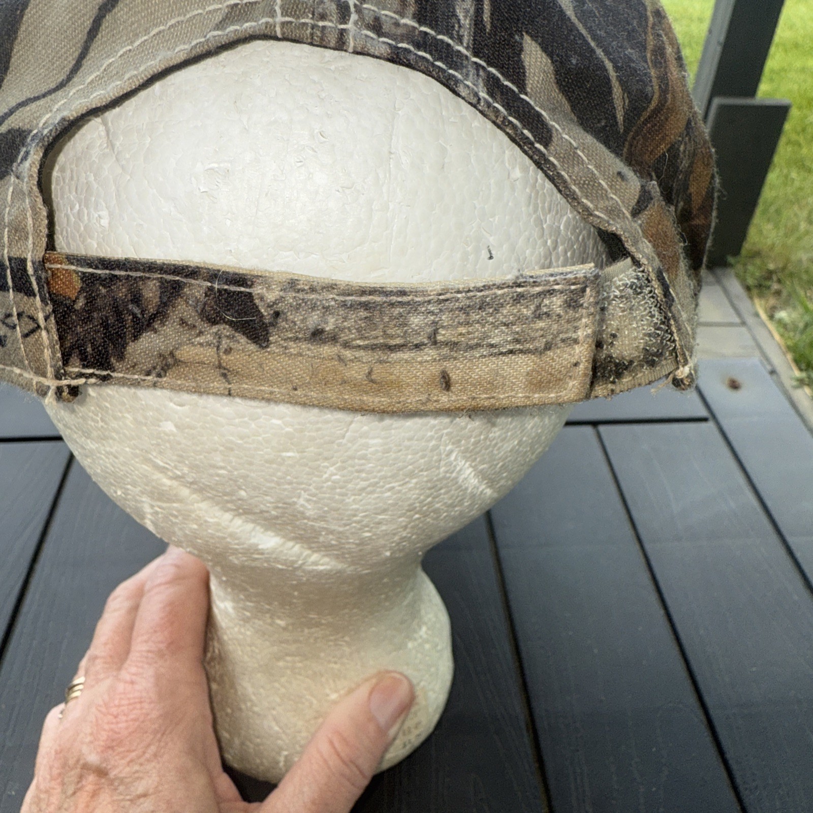 Menards Est 1960 Camouflage w white black hat Cap Hook Loop EUC