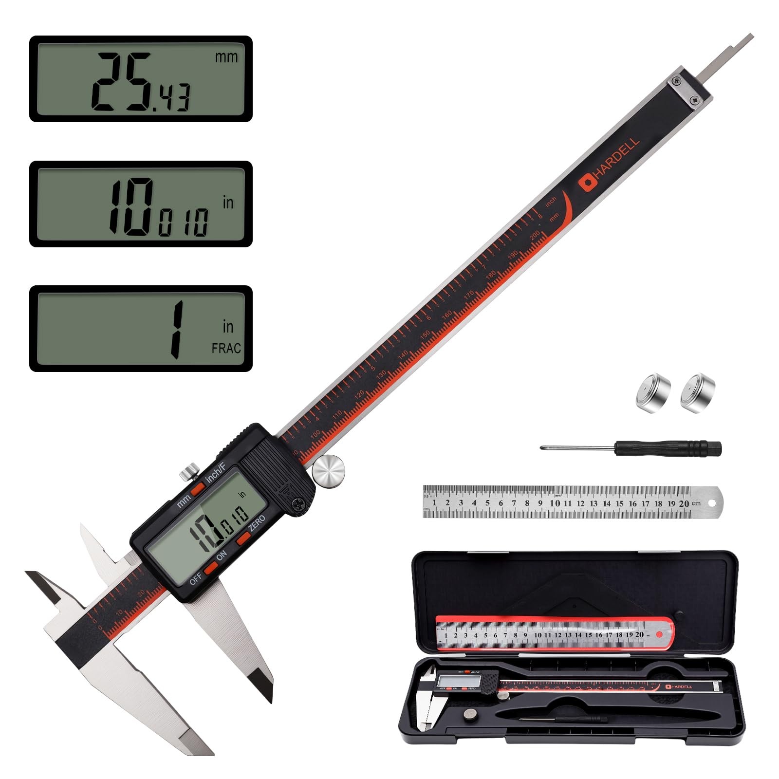 HARDELL Digital Caliper, 0-8 Inch Caliper Measuring Tool with Large LCD Scree...