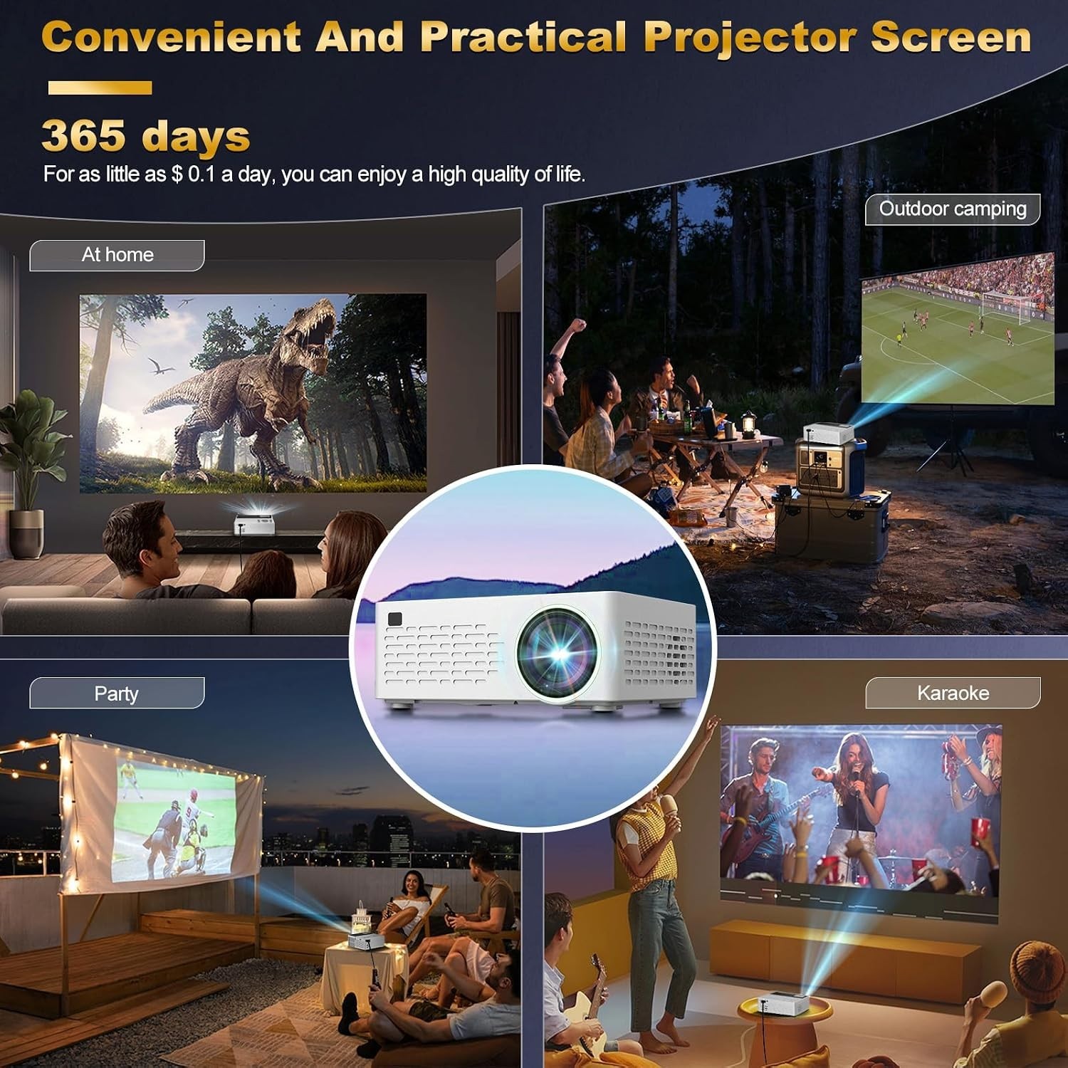 Smart support for 4K projectors,Comes with a mini stand ,Mini Projector with ...