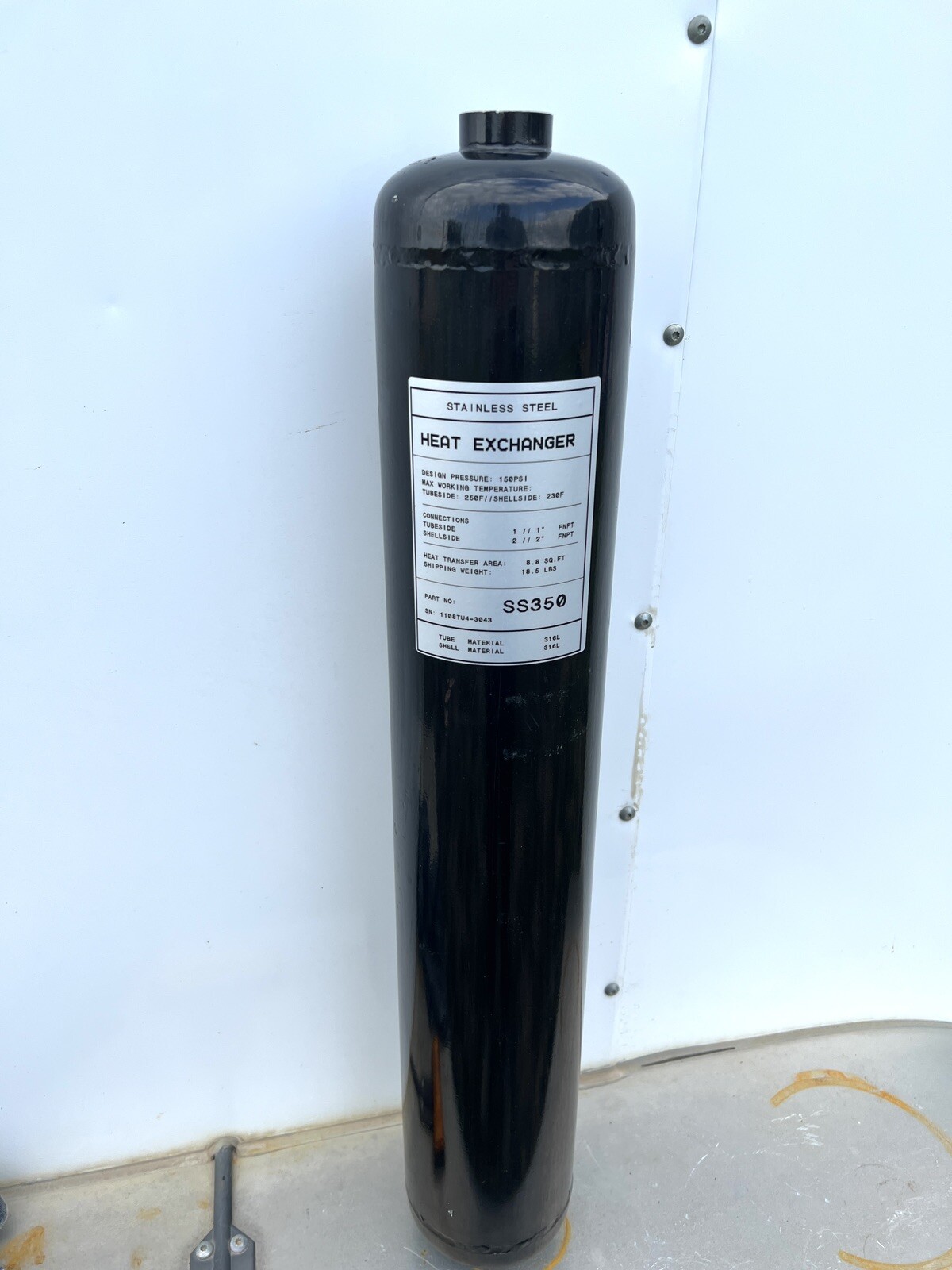 NOS SS350 Shell 250F 2” & Tubeside 230F 1”Heat Exchanger  350,000 BTU 316L