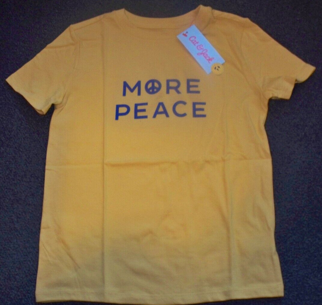 Lot of 24 NWT Cat & Jack Size 6/7 More Peace Mustard Yellow T-Shirt Tee T Shirt