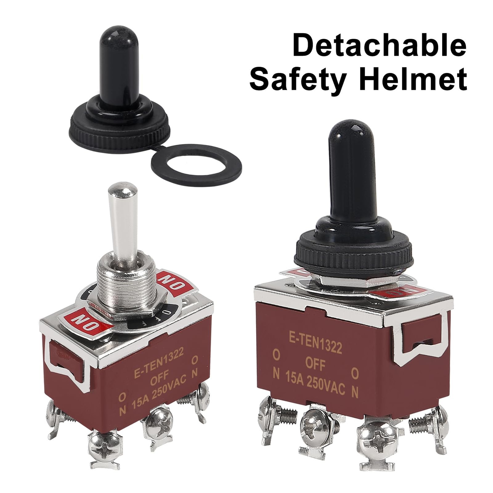 4PCS DPDT Toggle Switch 12V 30A 6 Pin Momentary ON Off ON with Waterproof Cap