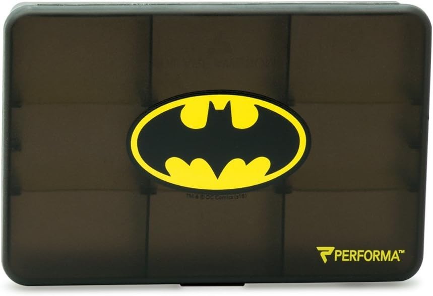 Performa Batman Chest Pill Container Case Black Dishwasher Safe BPA-Free