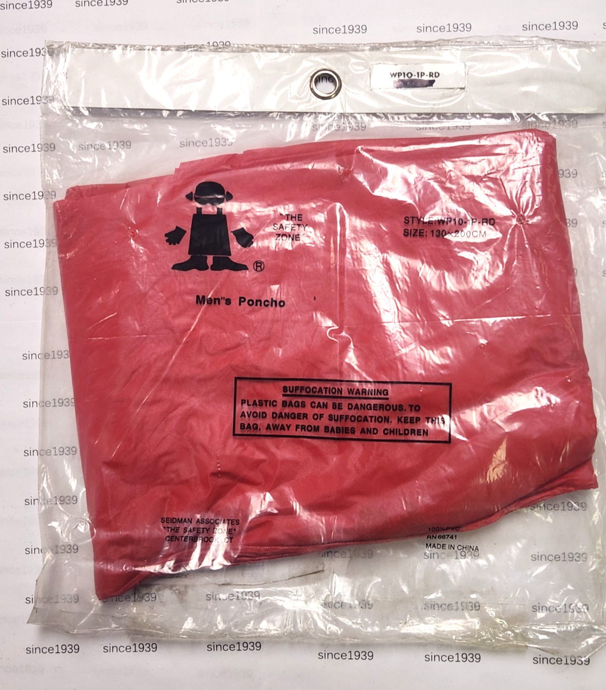 PVC PONCHO RED, WP10-1P-RD, SAFETY ZONE