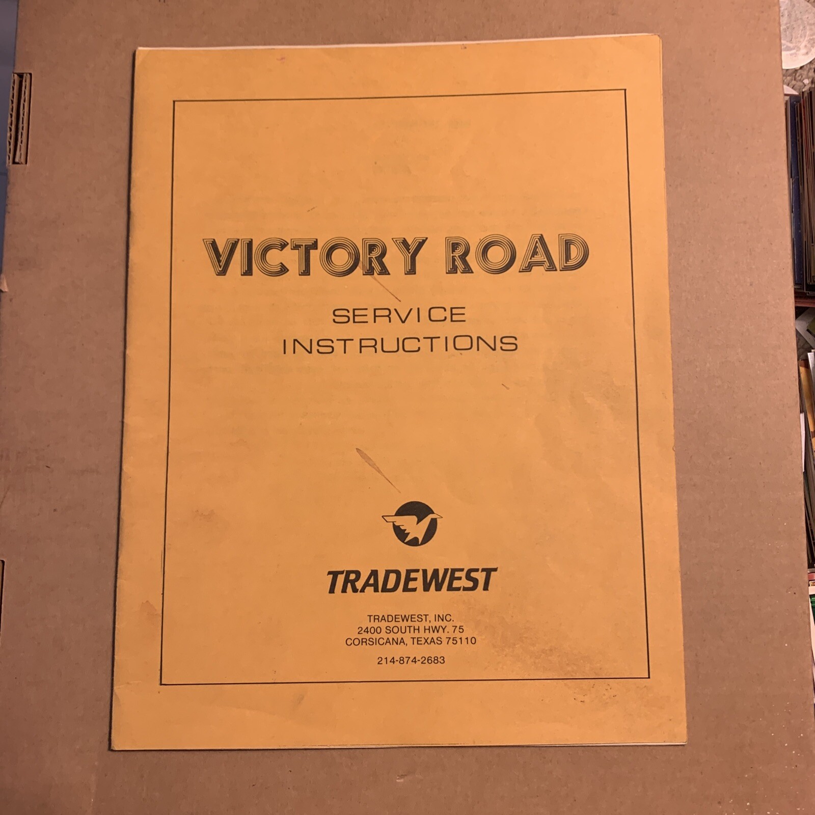original  arcade Video  game owners manual Victory Road Trade West￼