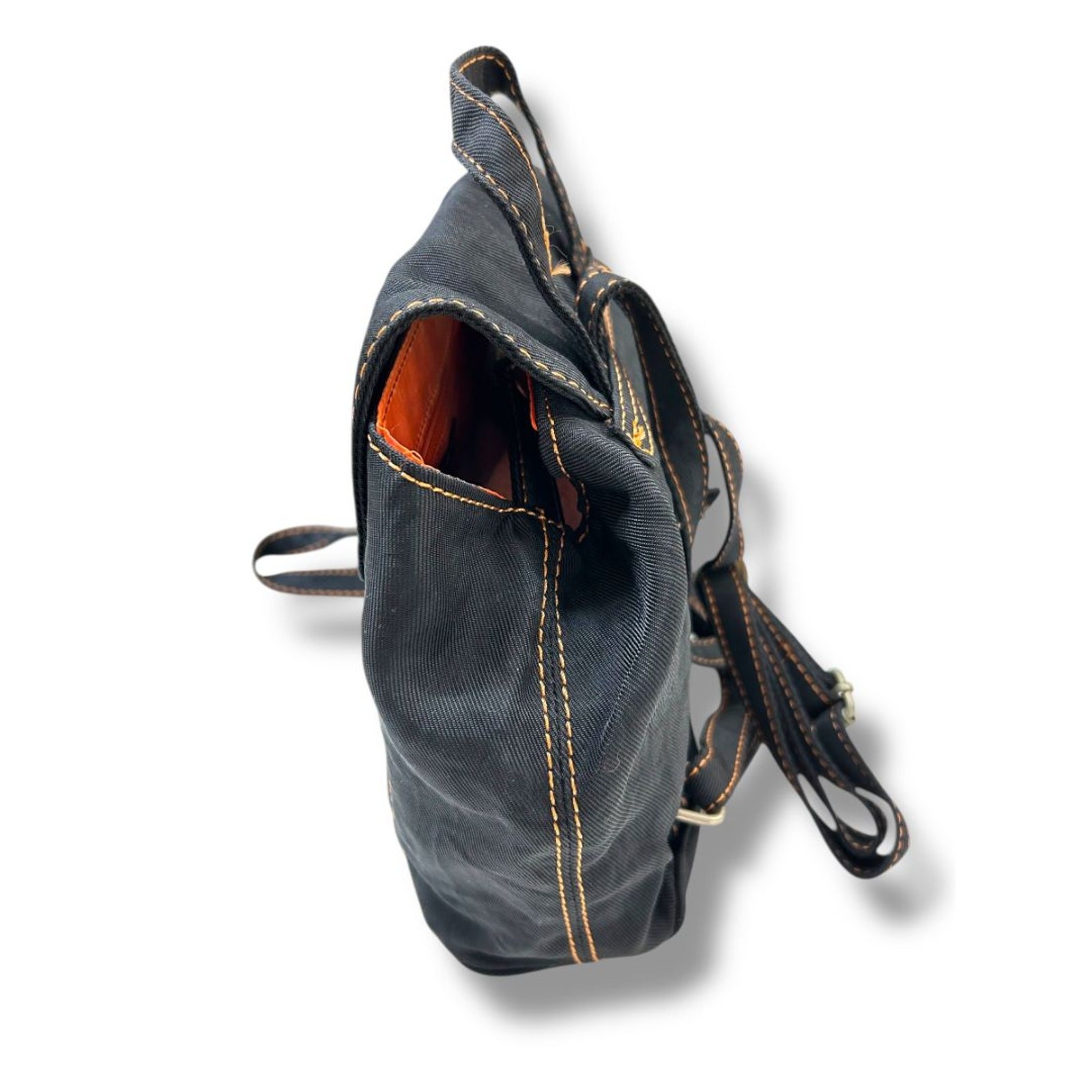 Nine West Black Vinyl Mini Backpack Black Orange Trim
