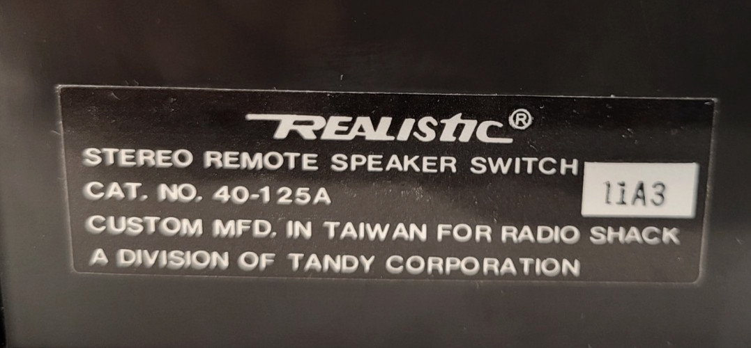 Vintage REALISTIC Stereo High Power Remote Speaker Switch 40-125A WORKING