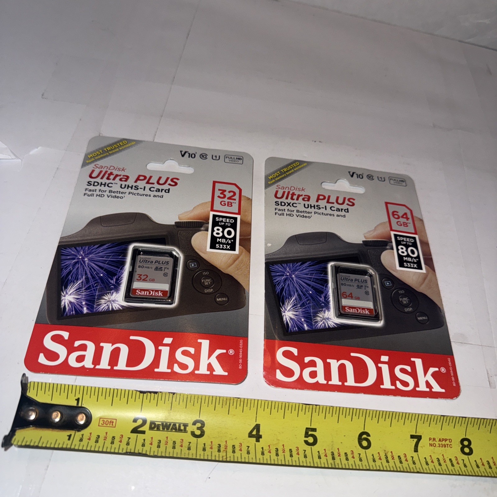 SanDisk 64GB SDXC 80MB/s 533x Ultra Plus & 32 GB 80 MB/s 533x SDHC Card BrandNew