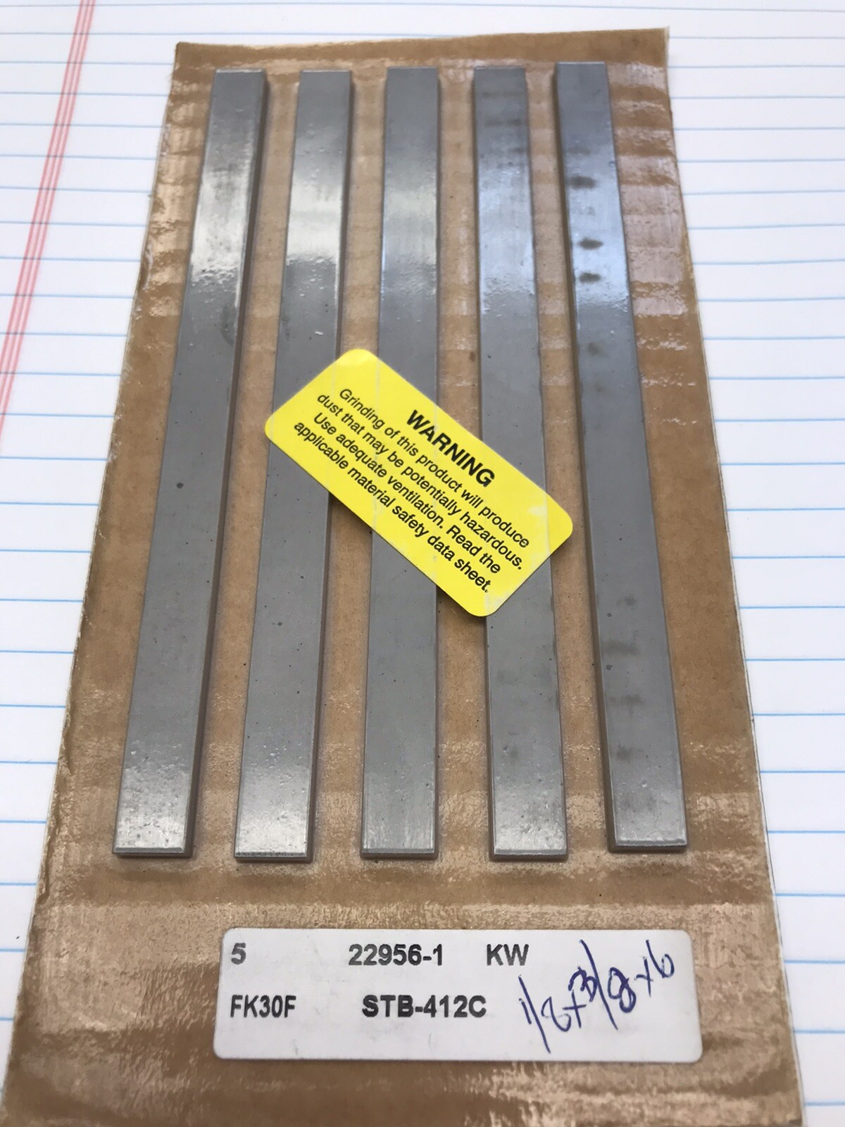 5 pcs.  STB-412C FK30F (1/8 X 3/8 X 6”) CARBIDE RECTANGULAR STRIP. USA (loc stk)