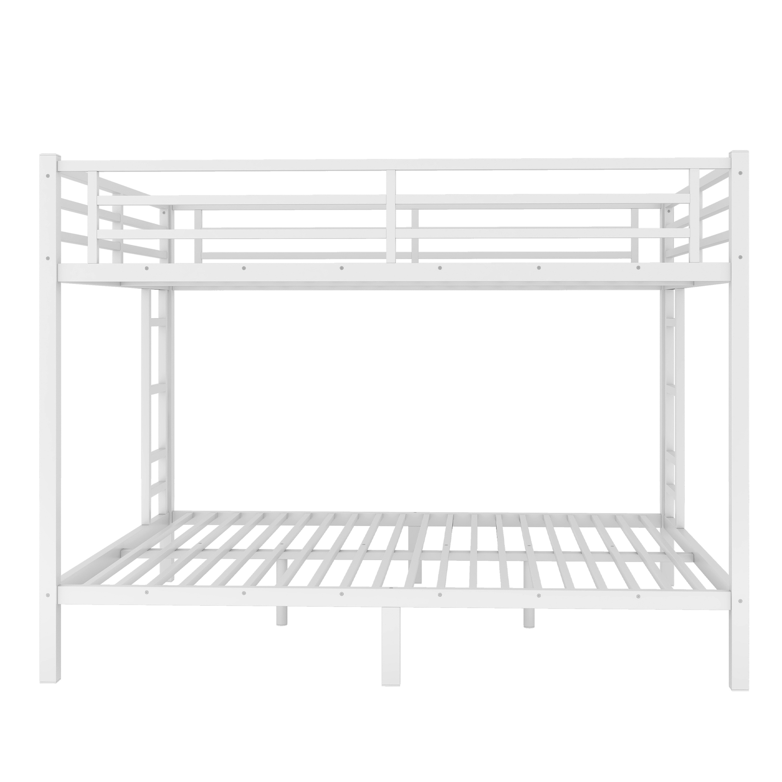Metal Queen over Queen Bunk Bed Frame for Teens and Adults Space-Saving White