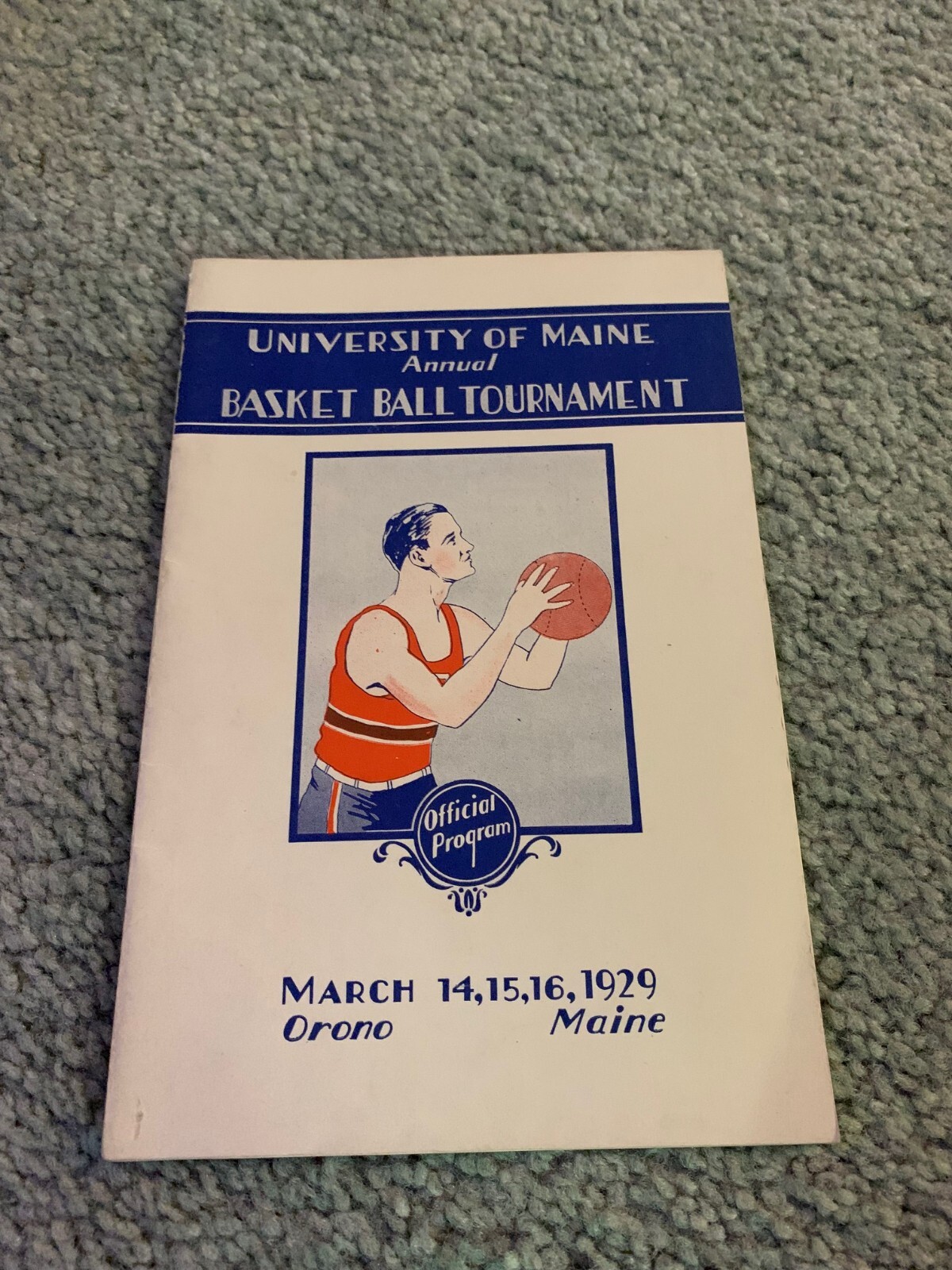 1929 University of Maine Annual Tournament Basketball Program