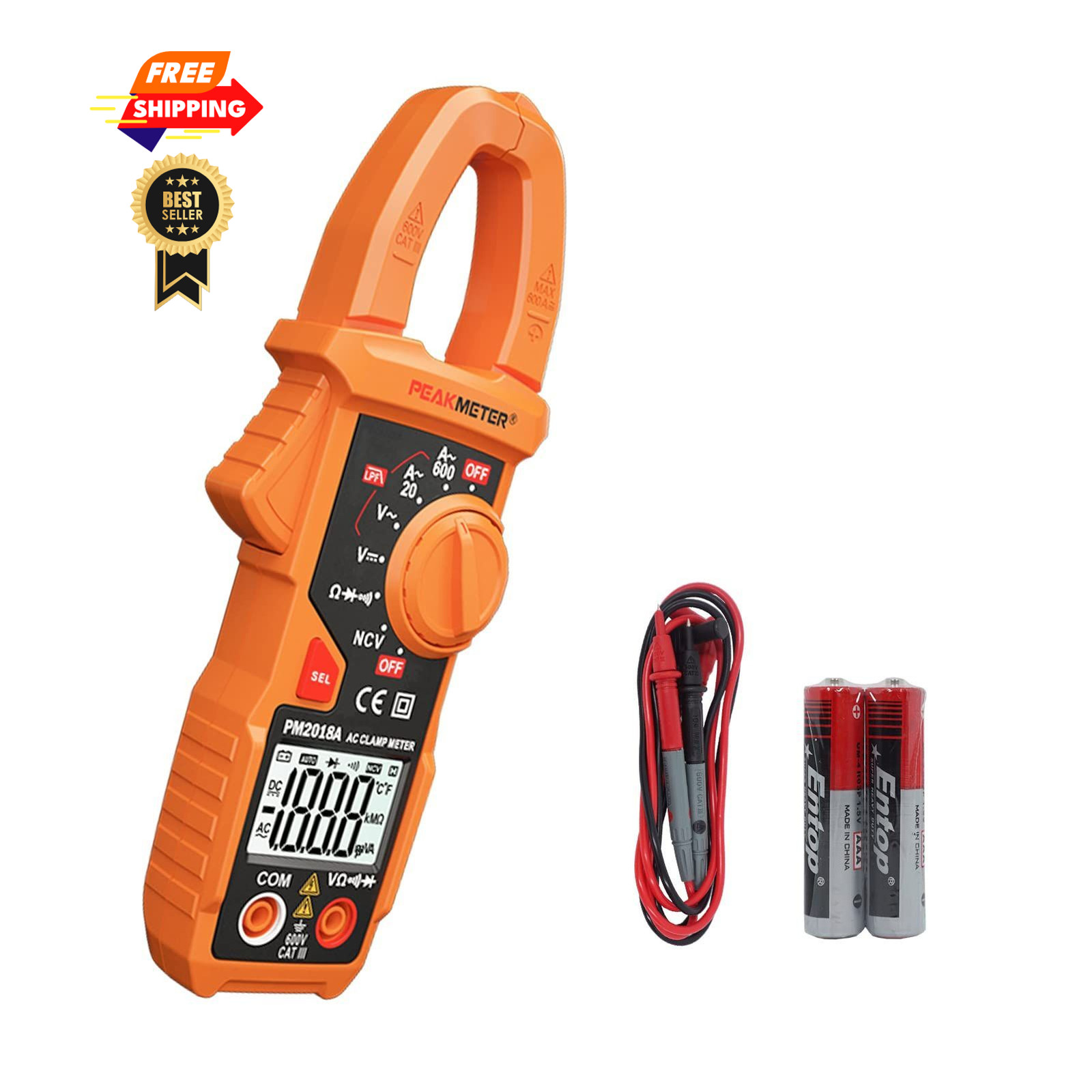 Digital Clamp Meter Auto-Ranging Multimeter Amp Voltage Tester Measure Orange
