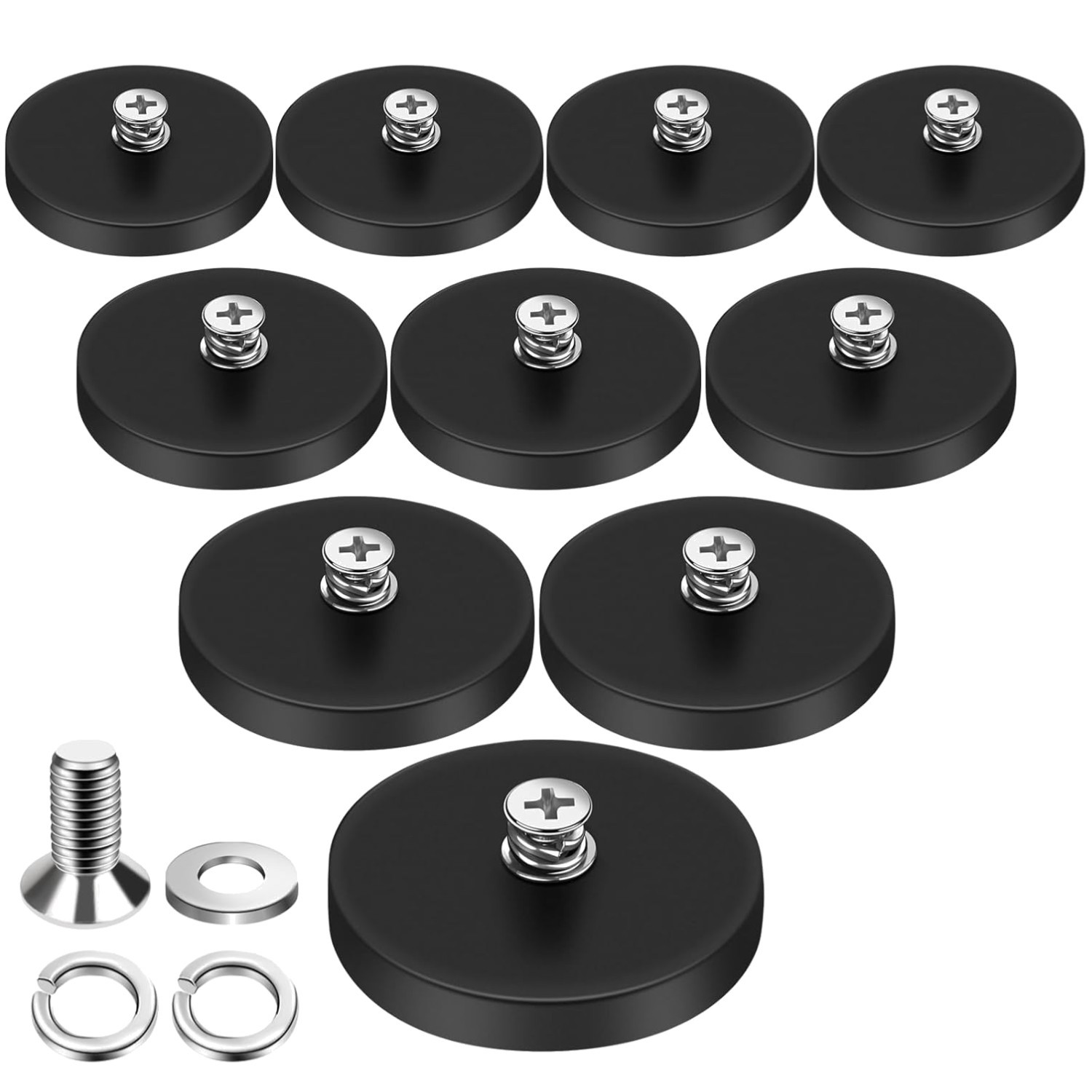 10-Pack Rubber Coated Neodymium Mounting Magnets with 30LBS Pull Force