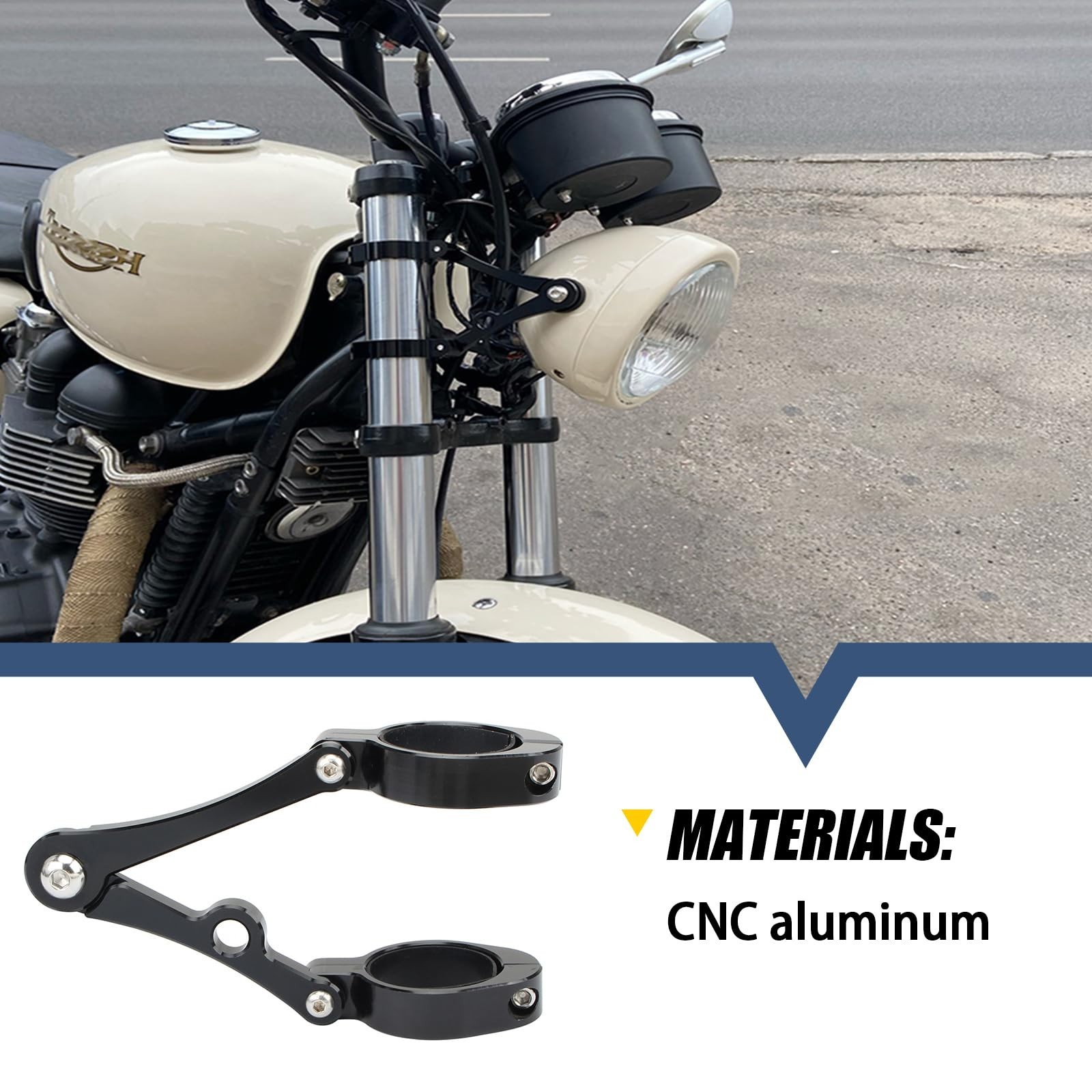 Universal Motorcycle Headlight Bracket 50-54mm Fork Brackets Mount Tube Clamp...