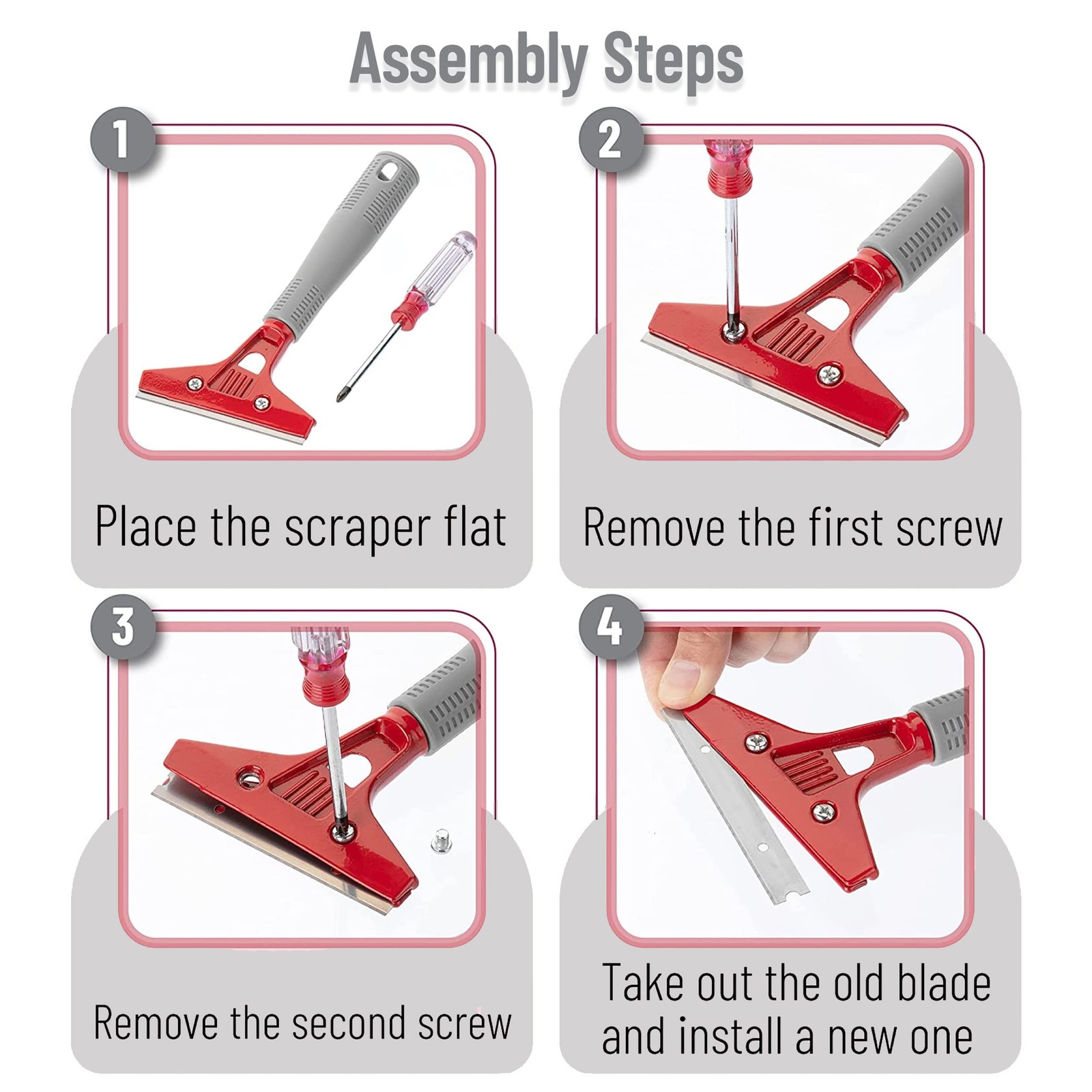 Bates- Razor Blade Scraper, 4" Scraper Tool with 10 Extra Scraper Blades, Paint