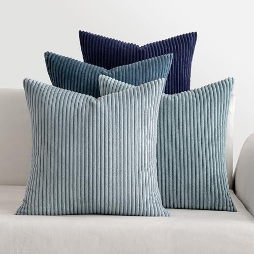 Summer Throw Pillow Covers 18x18 Inch Set of 4 18" x 18" (Pack of 4) Dark Blue