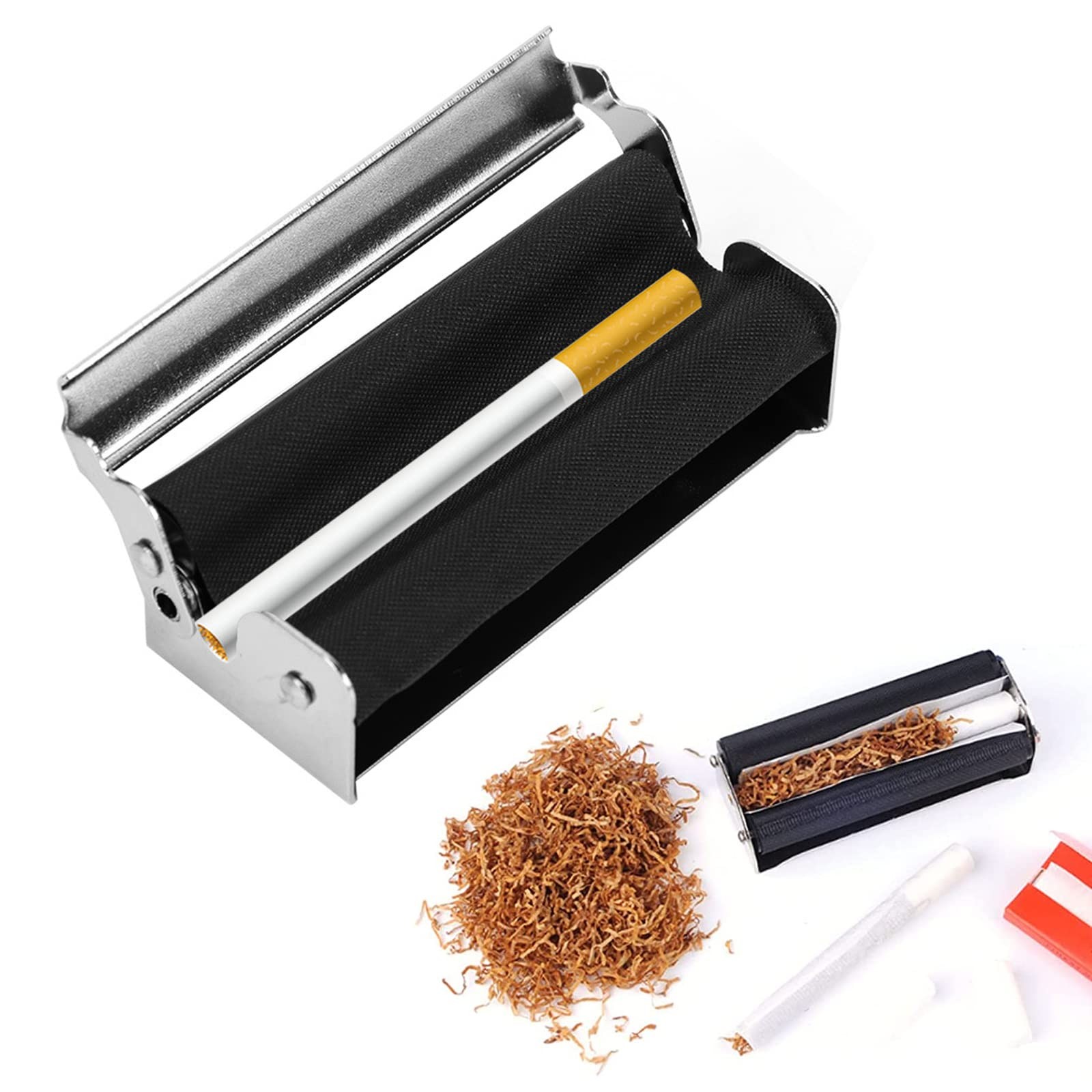 110MM Cigarette Roller with Lid, Metal Cigarette Rolling Machine 110mm Cigare...