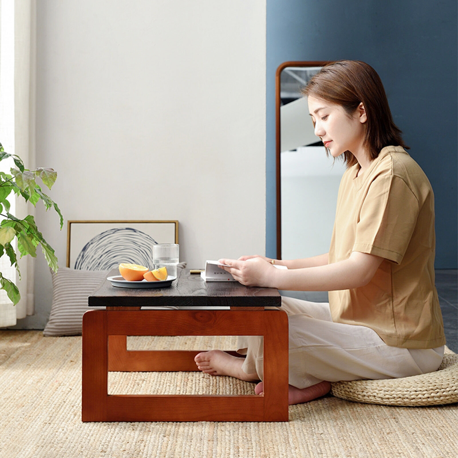 Flodable Wooden Folding Coffee Table Laptop Low Tea Table Tea Picnic Table