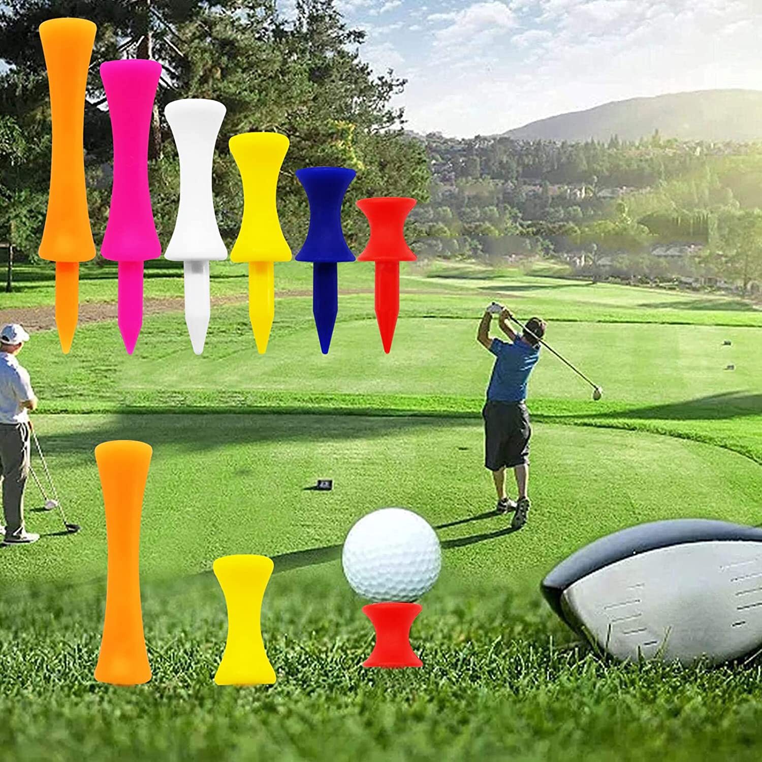 2 1/4'' Castle Golf Tees Plastic Unbreakable Value 200 Count Golf Practice Tee