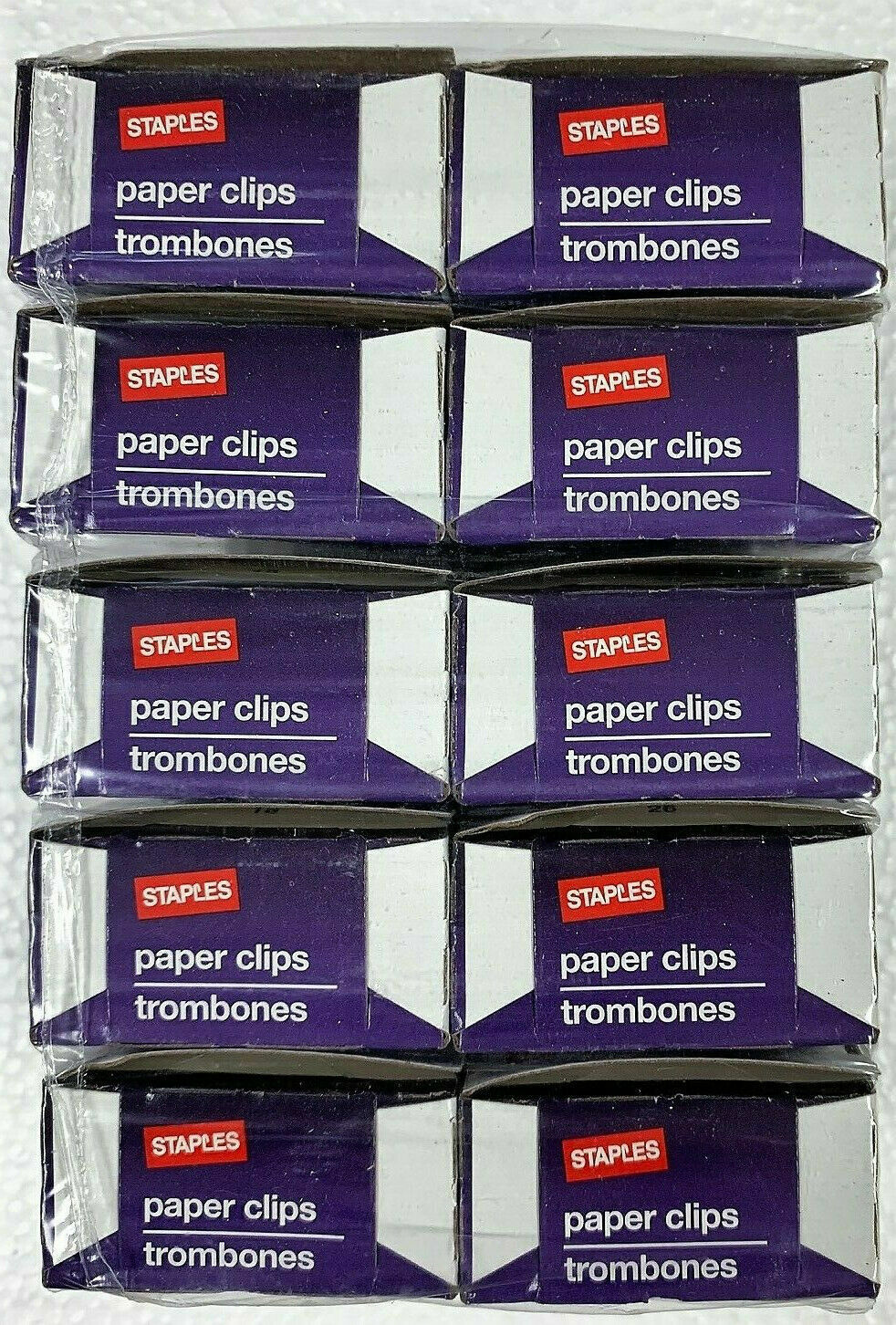 Staples N1 Size Paper Clips Standard Non-Skid Finish 10pks 100 Clips Per Pack