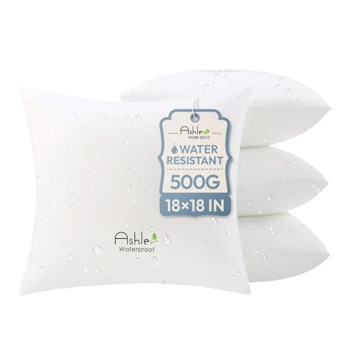 Outdoor Pillows 18 X 18 Pillow Inserts Pack of Water-Resistant 18x18 Inch 4