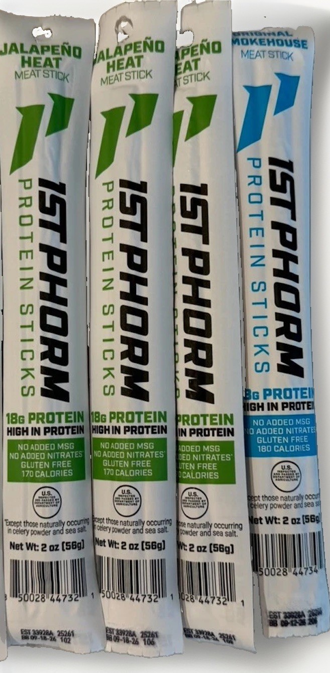 1st Phorm Jalapeño Heat & Original Smokehouse High Protein Meat Sticks, 4ct