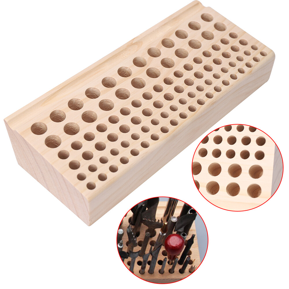 98 Holes Leather DIY Craft Wood Tool Rack, Wooden Stamp Storage Holder Organizer