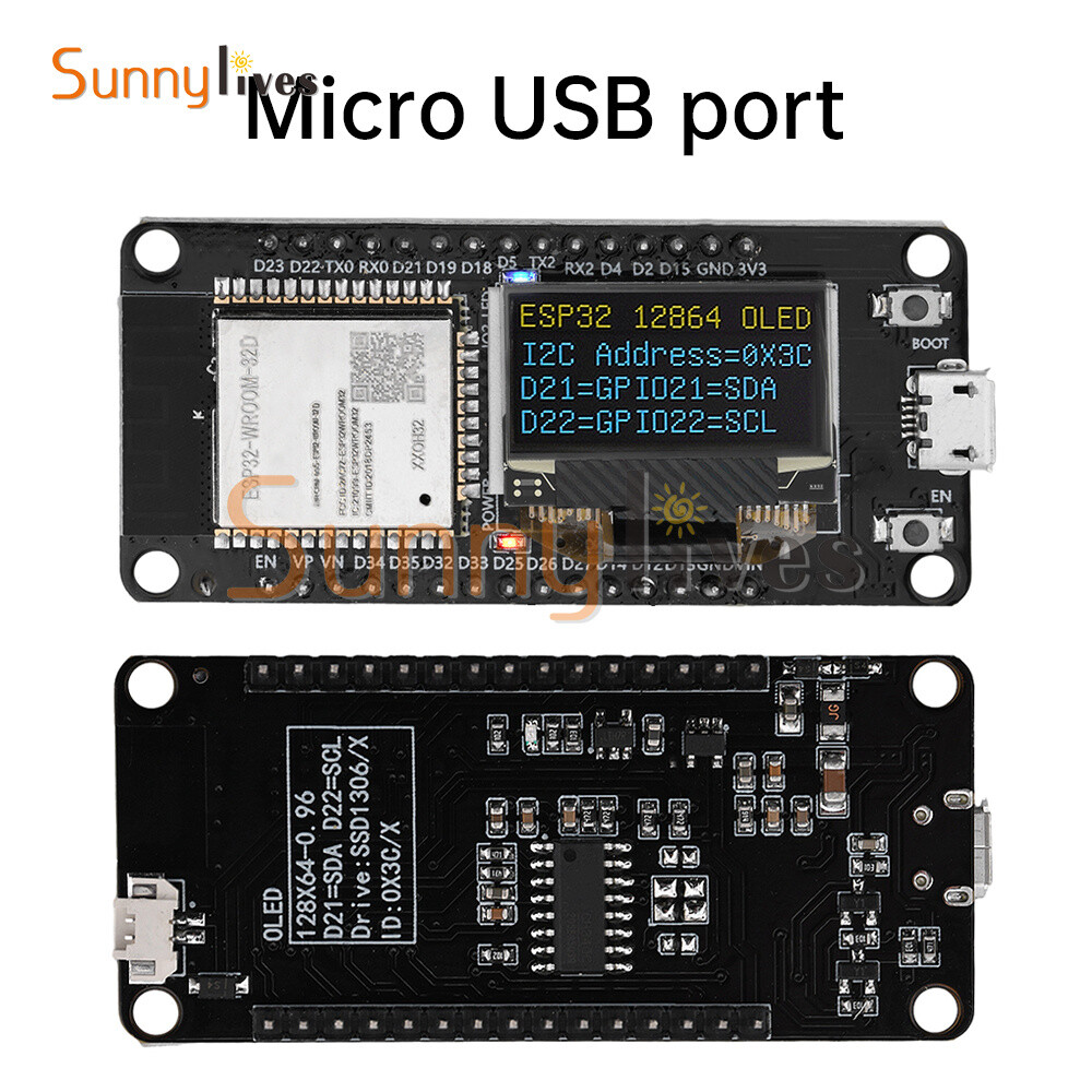 0.96" ESP32 ESP-WROOM-32D WIFI Bluetooth Development Board OLED CH340C Module